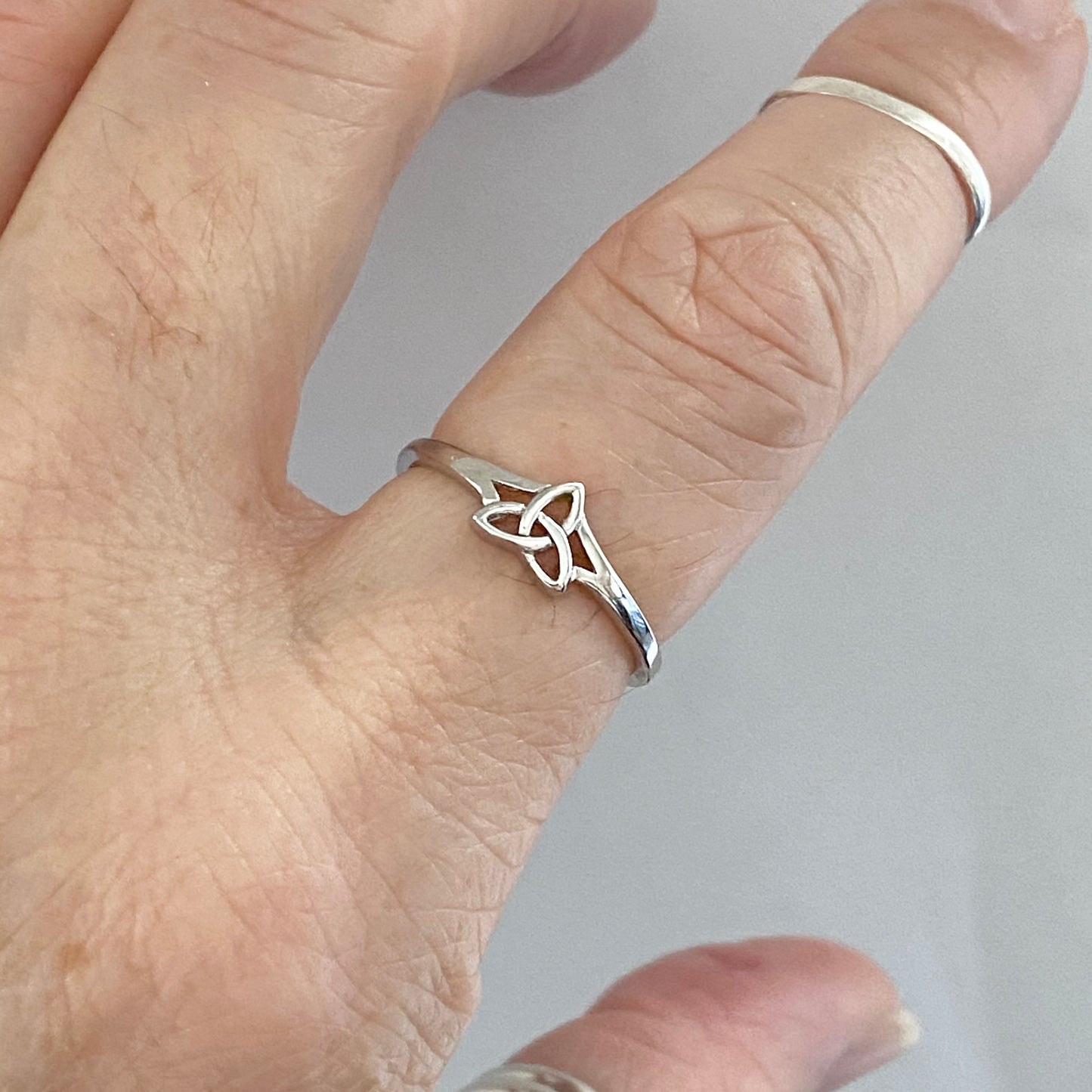 Sterling Silver Minimalist Little Triquetra Ring, Celtic Knot Silver Rings