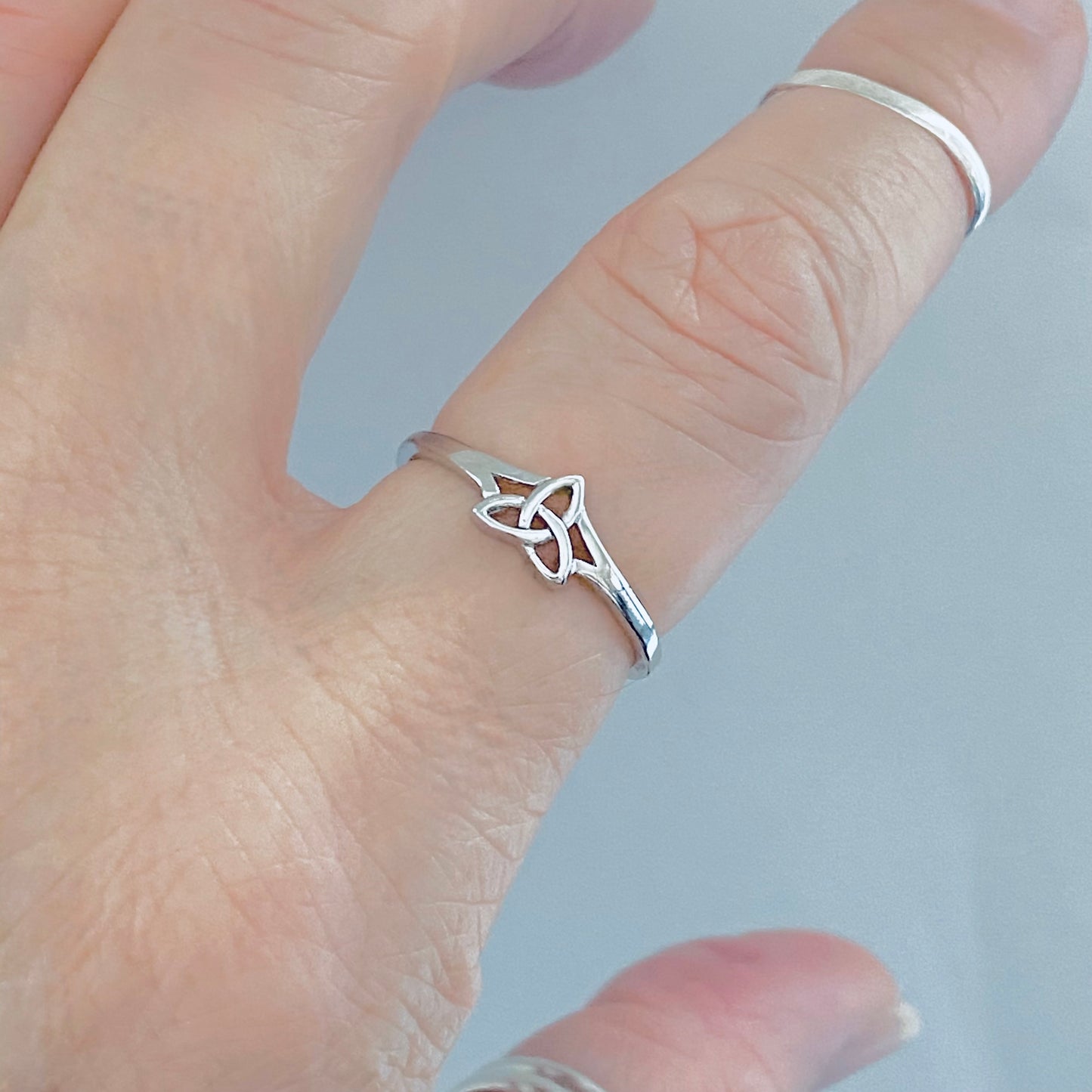 Sterling Silver Minimalist Little Triquetra Ring, Celtic Knot Silver Rings