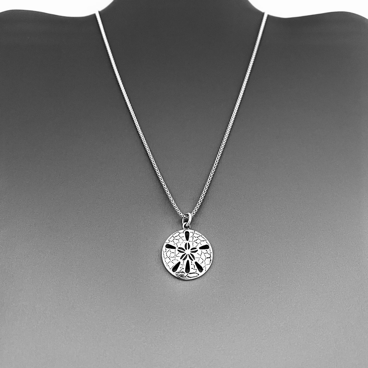 925 Sterling Silver Sand Dollar Necklace | Starfish Seashell Pendant Silver Chain