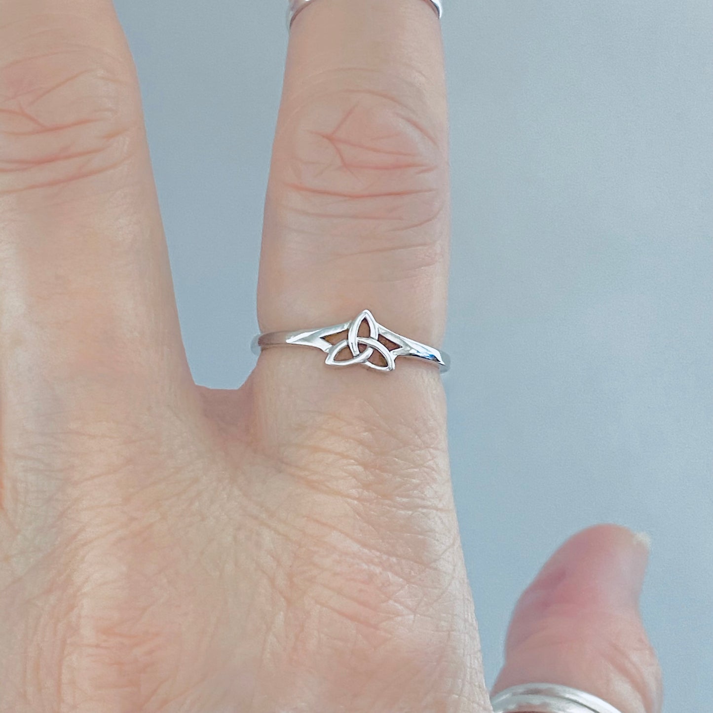 Sterling Silver Minimalist Little Triquetra Ring, Celtic Knot Silver Rings