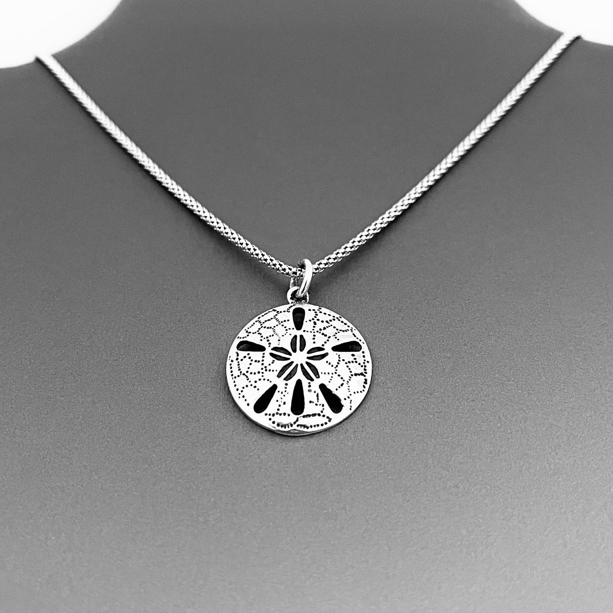 925 Sterling Silver Sand Dollar Necklace | Starfish Seashell Pendant Silver Chain