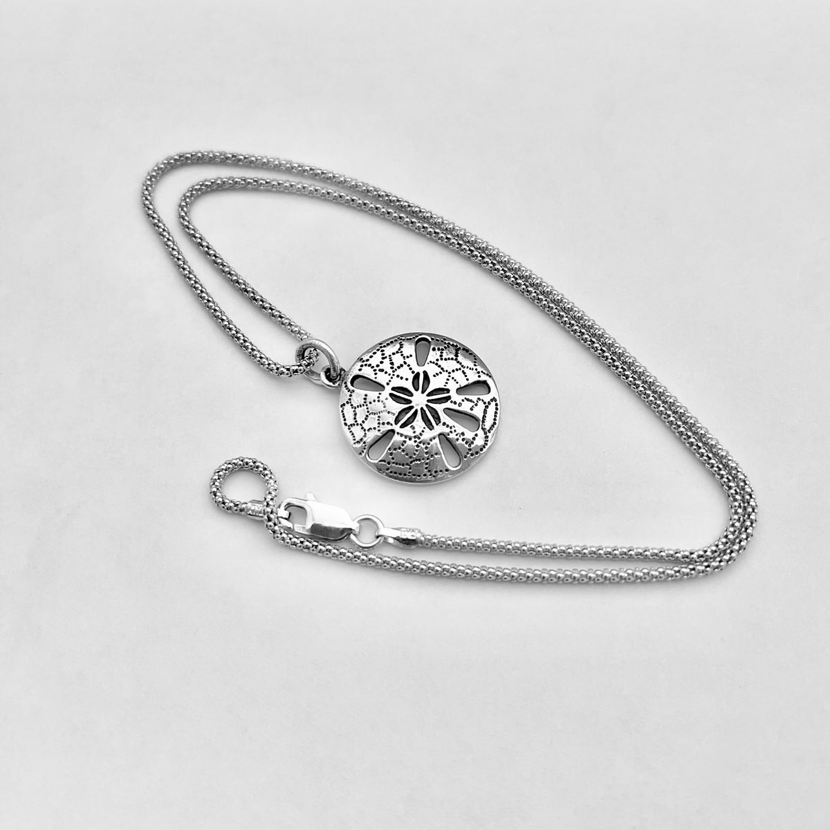 925 Sterling Silver Sand Dollar Necklace | Starfish Seashell Pendant Silver Chain