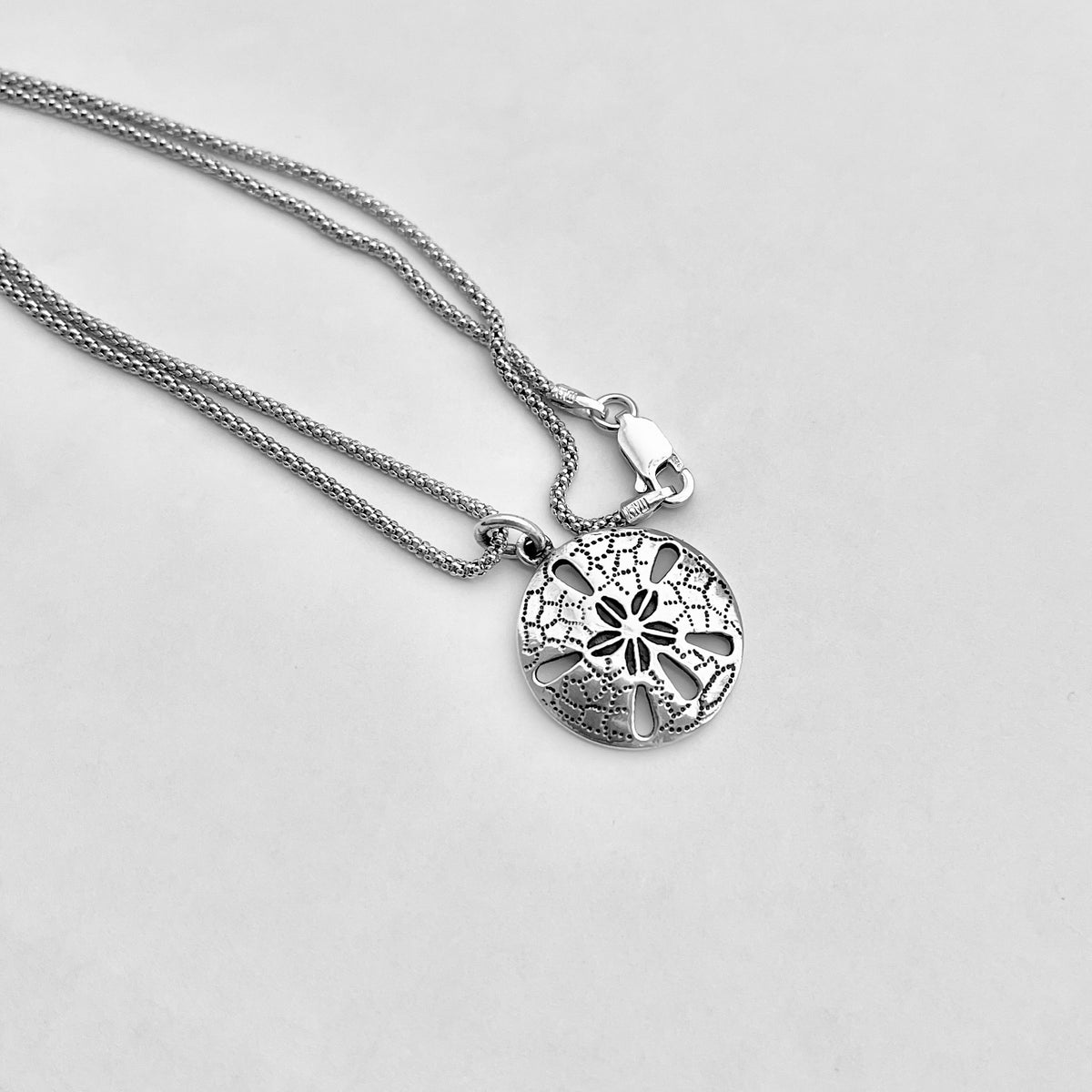 925 Sterling Silver Sand Dollar Necklace | Starfish Seashell Pendant Silver Chain