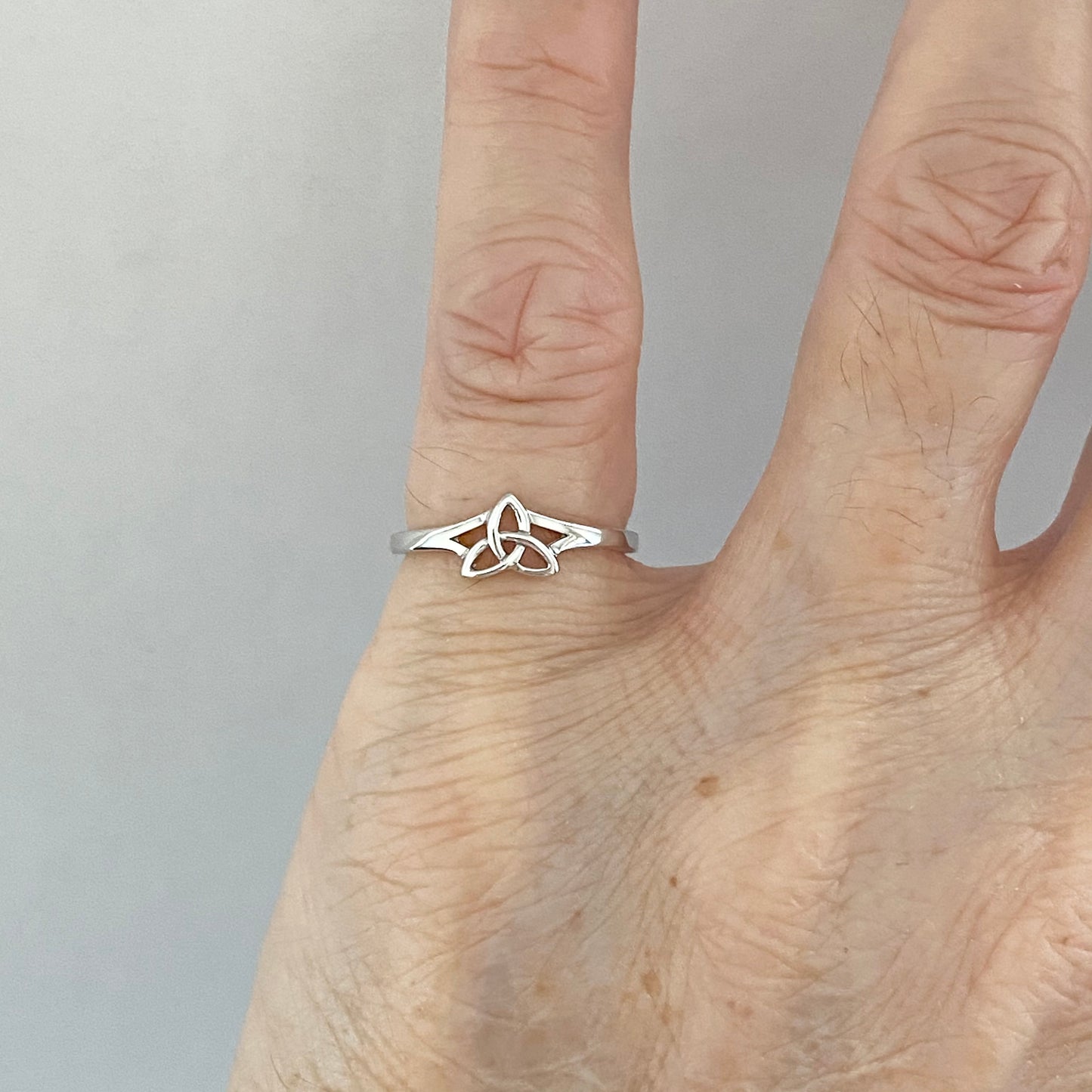 Sterling Silver Minimalist Little Triquetra Ring, Celtic Knot Silver Rings