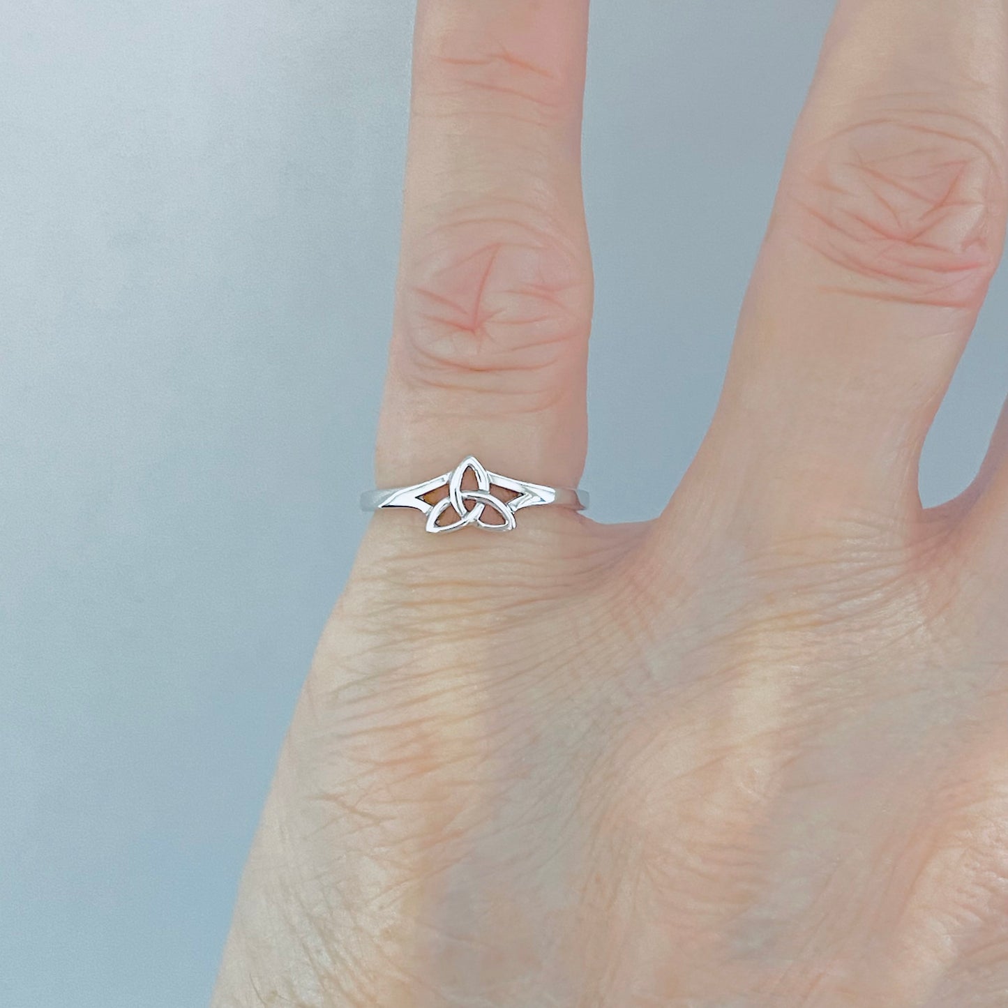 Sterling Silver Minimalist Little Triquetra Ring, Celtic Knot Silver Rings