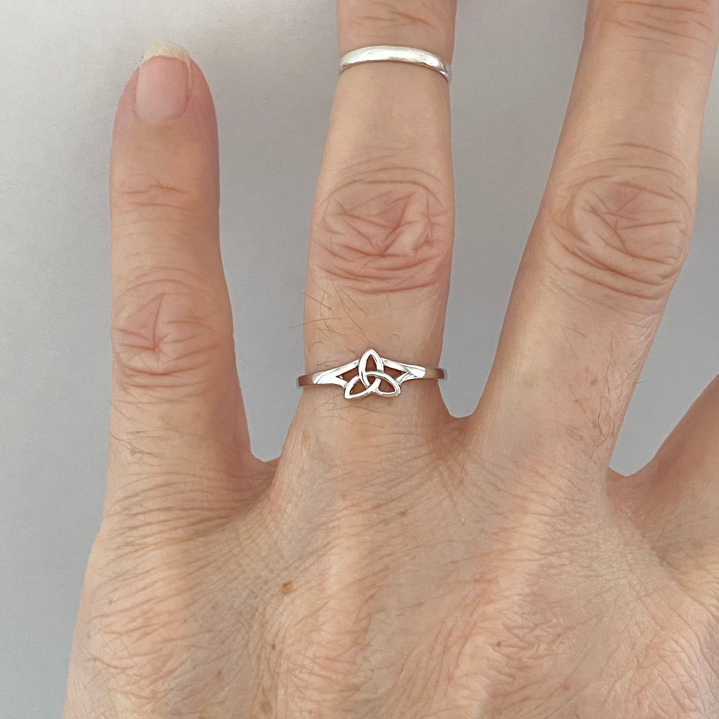 Sterling Silver Minimalist Little Triquetra Ring, Celtic Knot Silver Rings