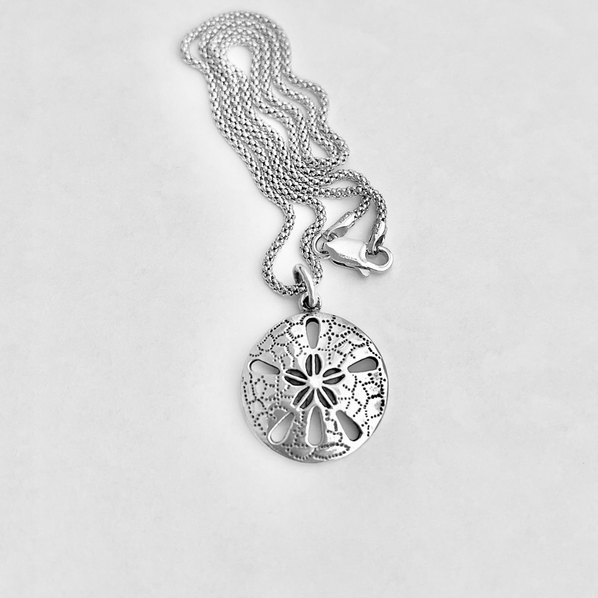 925 Sterling Silver Sand Dollar Necklace | Starfish Seashell Pendant Silver Chain