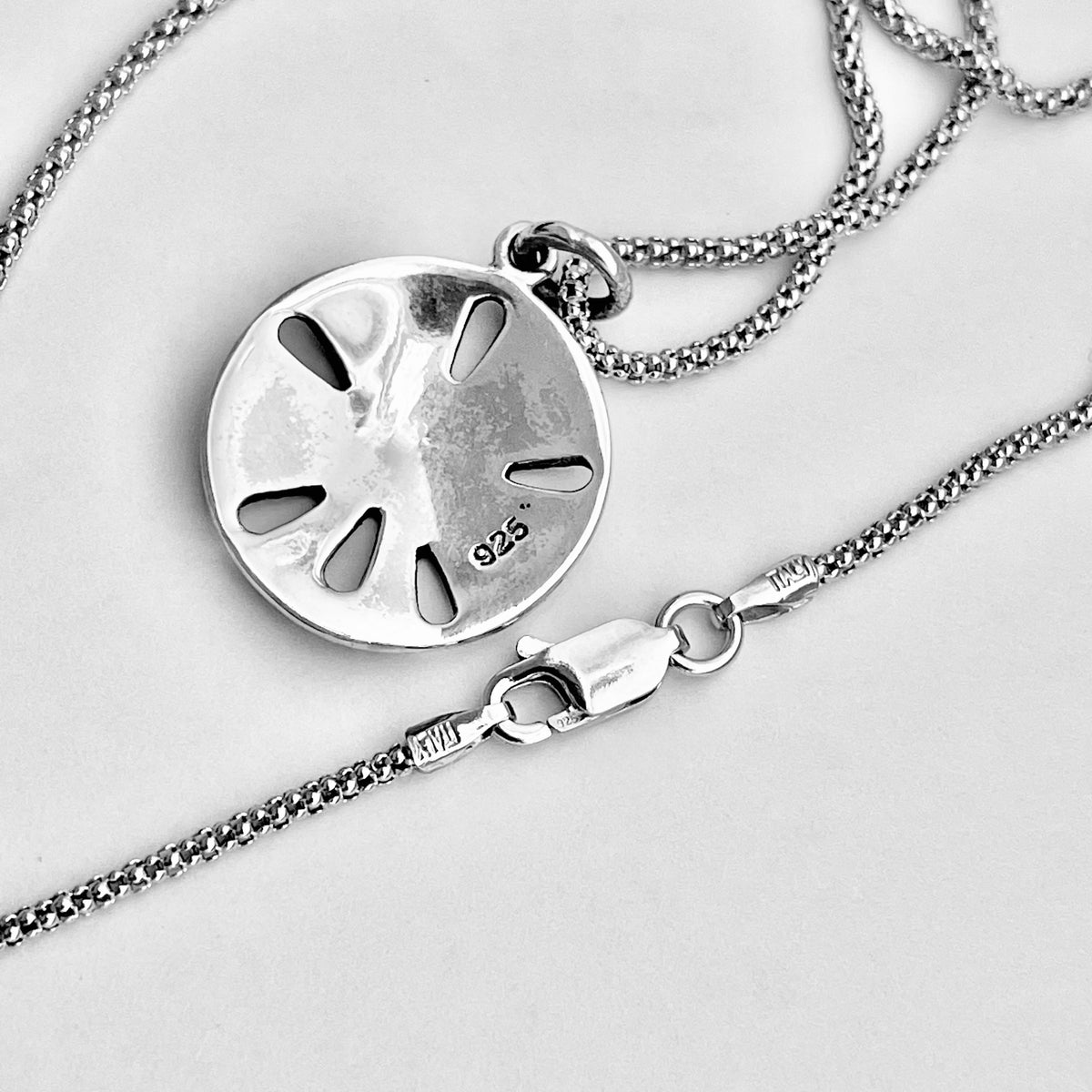 925 Sterling Silver Sand Dollar Necklace | Starfish Seashell Pendant Silver Chain