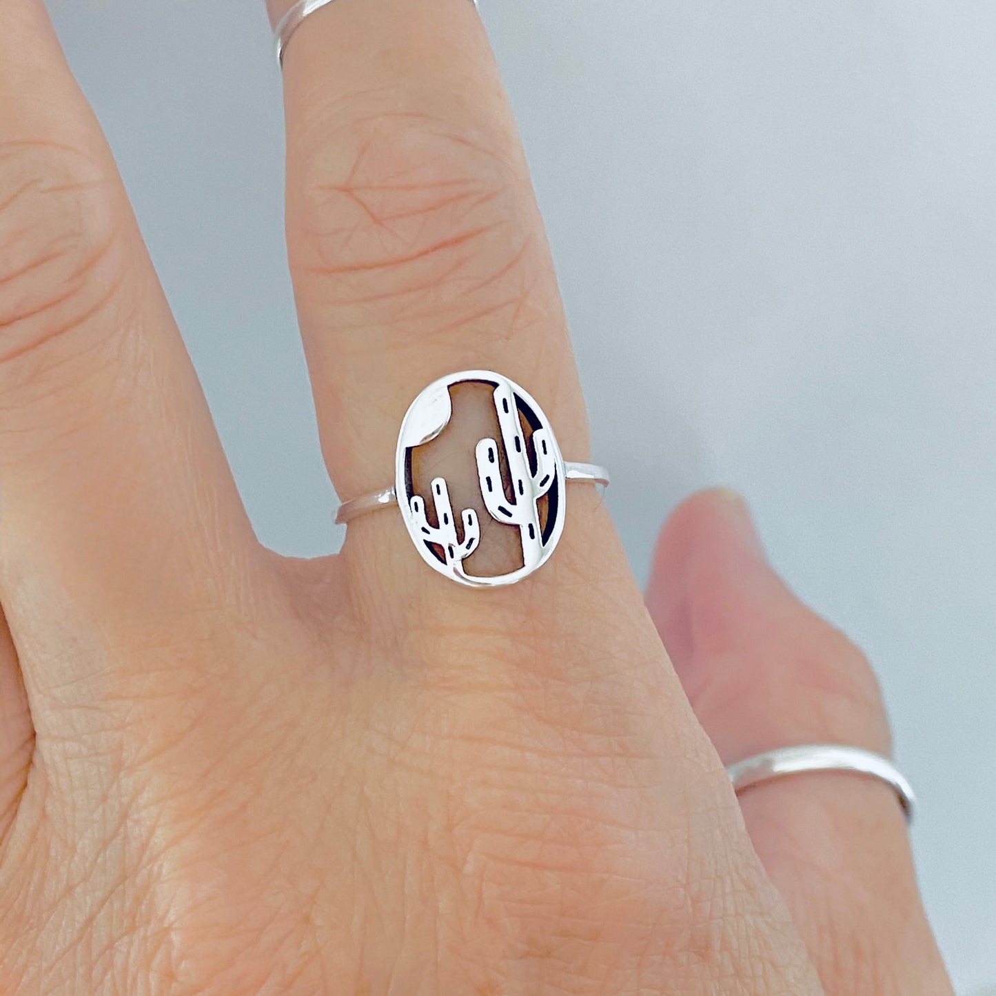 Sterling Silver Delicate Double Cactus Ring – Nature-Inspired Desert Plant Silver Rings