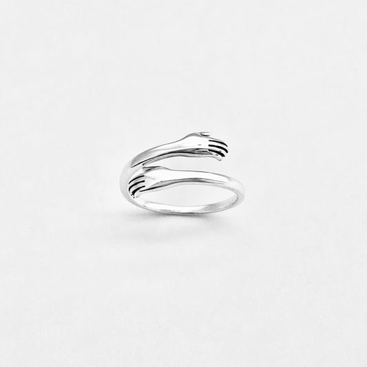 925 Sterling Silver Delicate Hugging Hand Ring | Wraparound Love Hug Silver Rings