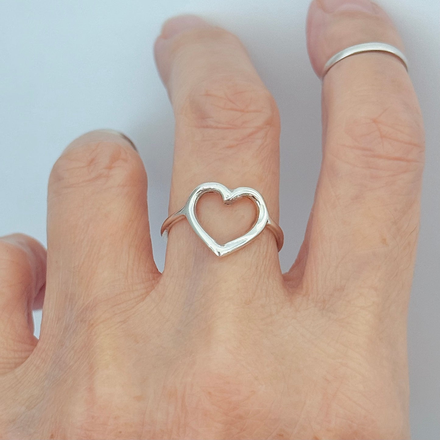 Sterling Silver Open Heart Ring, Silver Rings, Statement Hearts, Eternity Love