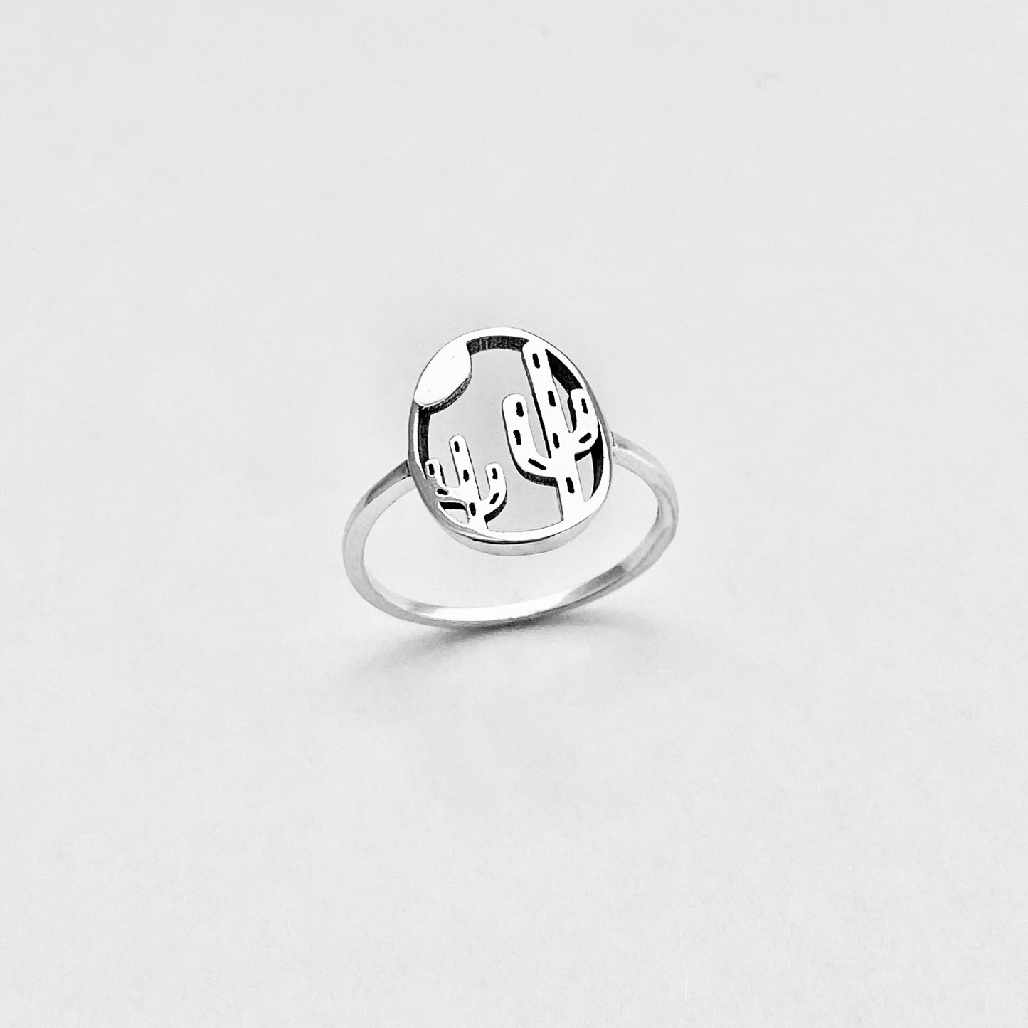 Sterling Silver Delicate Double Cactus Ring – Nature-Inspired Desert Plant Silver Rings