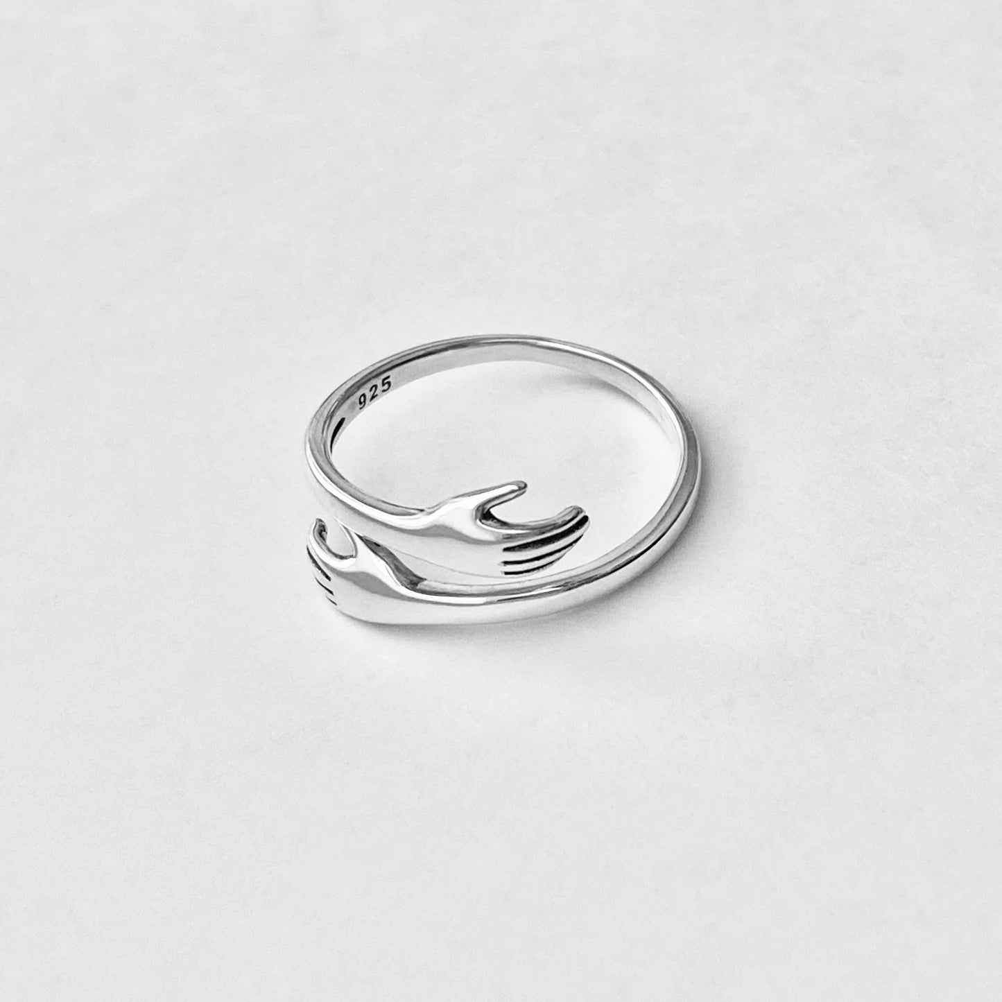 Sterling Silver Delicate Hugging Hand Ring, Claddagh Ring, Silver Hug Rings