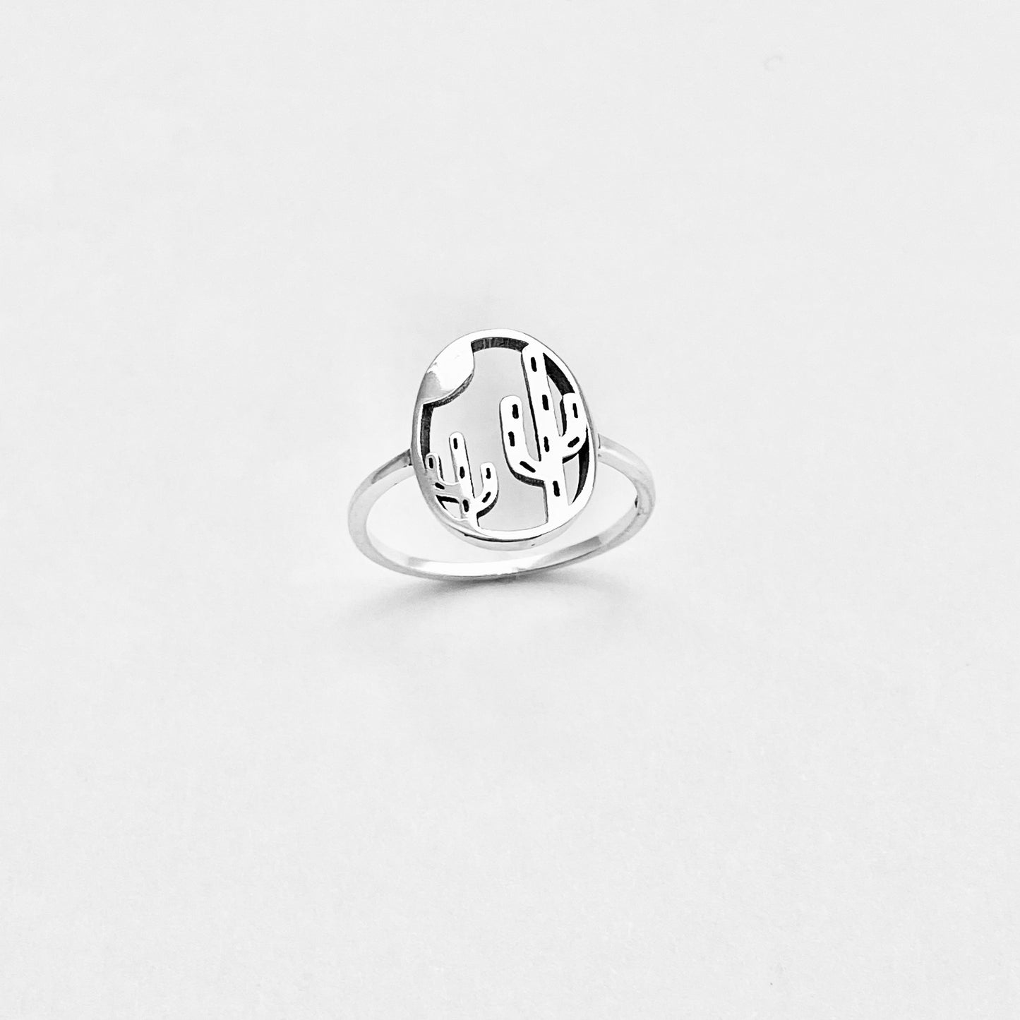Sterling Silver Delicate Double Cactus Ring – Nature-Inspired Desert Plant Silver Rings