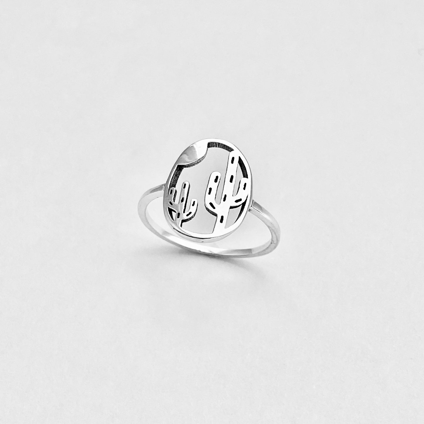 Sterling Silver Delicate Double Cactus Ring – Nature-Inspired Desert Plant Silver Rings