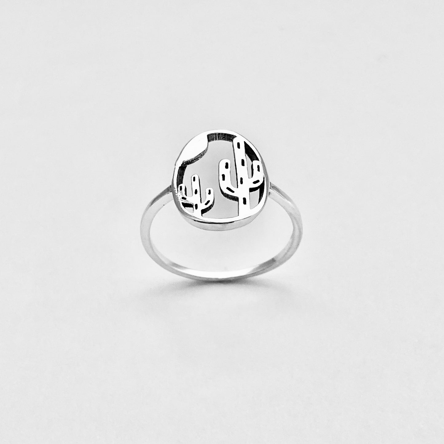 Sterling Silver Delicate Double Cactus Ring – Nature-Inspired Desert Plant Silver Rings