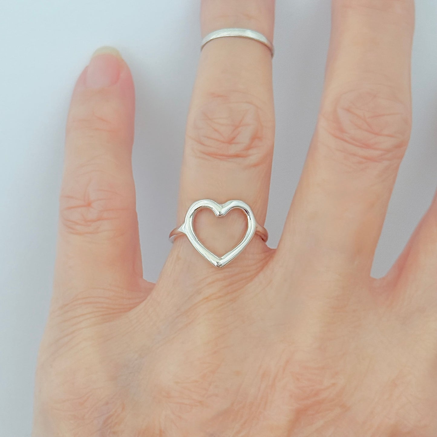 Sterling Silver Open Heart Ring, Silver Rings, Statement Hearts, Eternity Love