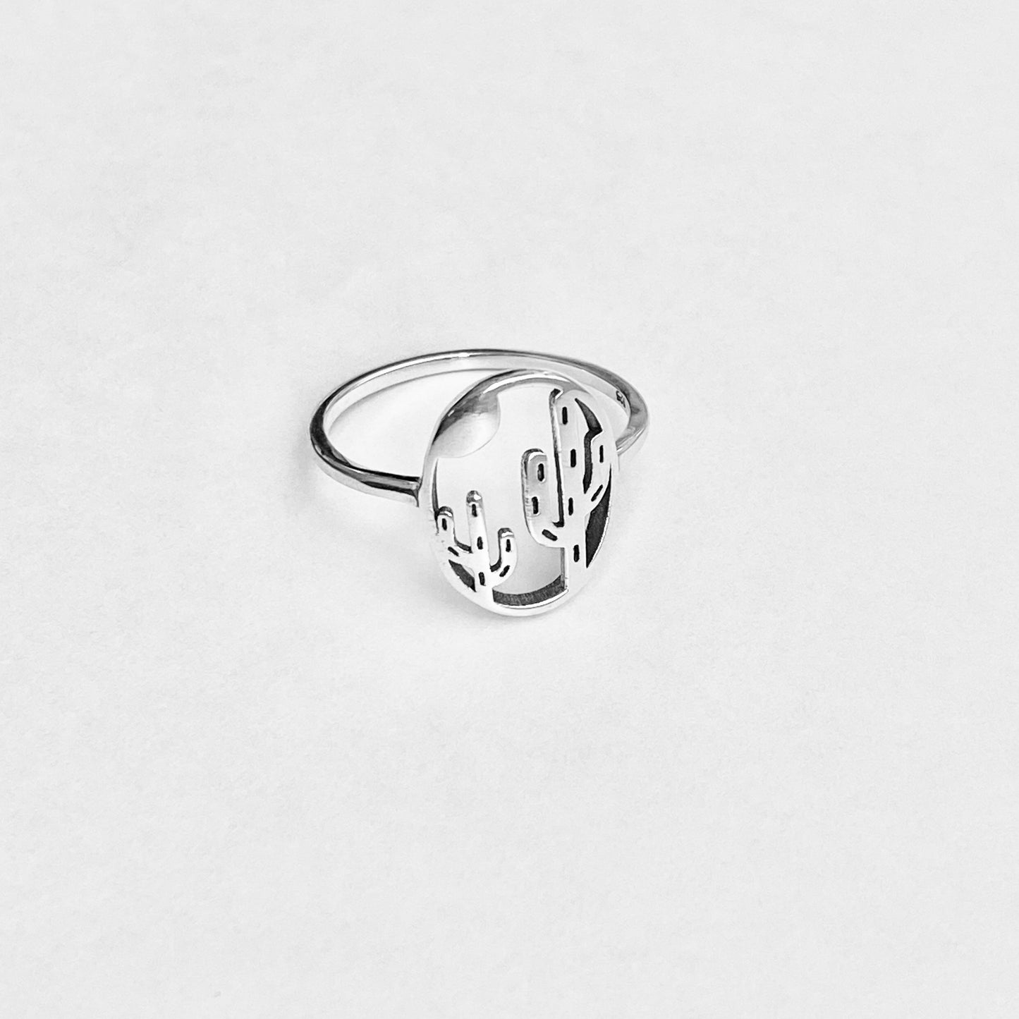 Sterling Silver Delicate Double Cactus Ring – Nature-Inspired Desert Plant Silver Rings
