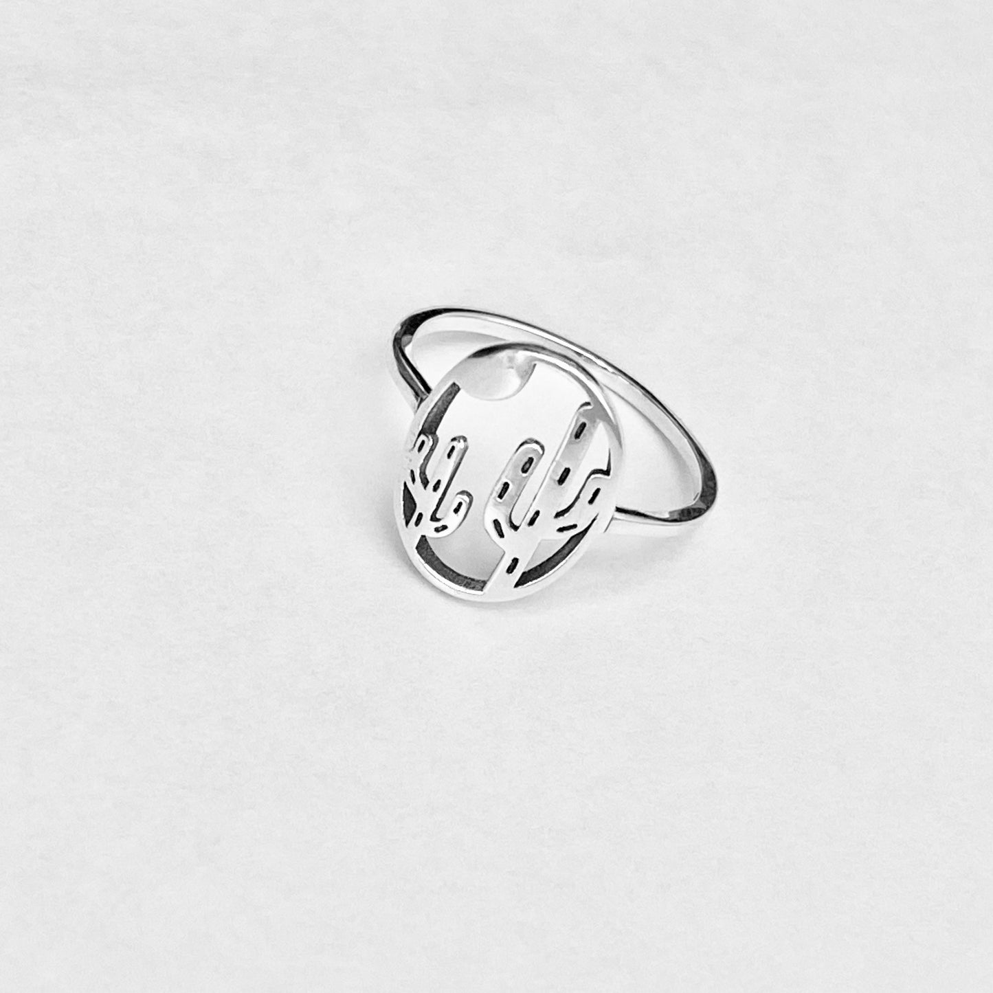 Sterling Silver Delicate Double Cactus Ring – Nature-Inspired Desert Plant Silver Rings