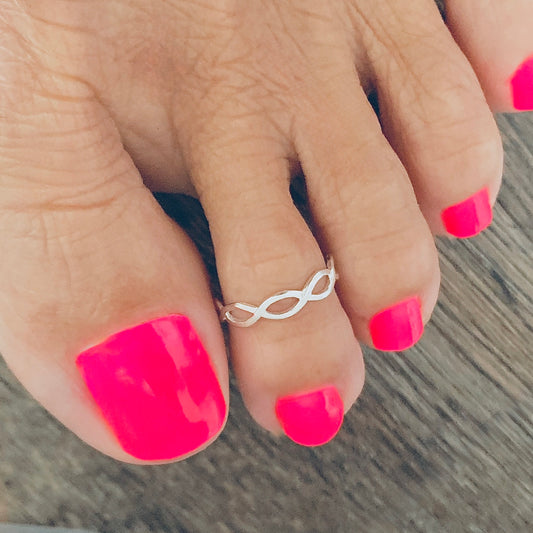 925 Sterling Silver Thin Braided Toe Ring | Dainty Midi Pinky Infinity Rings