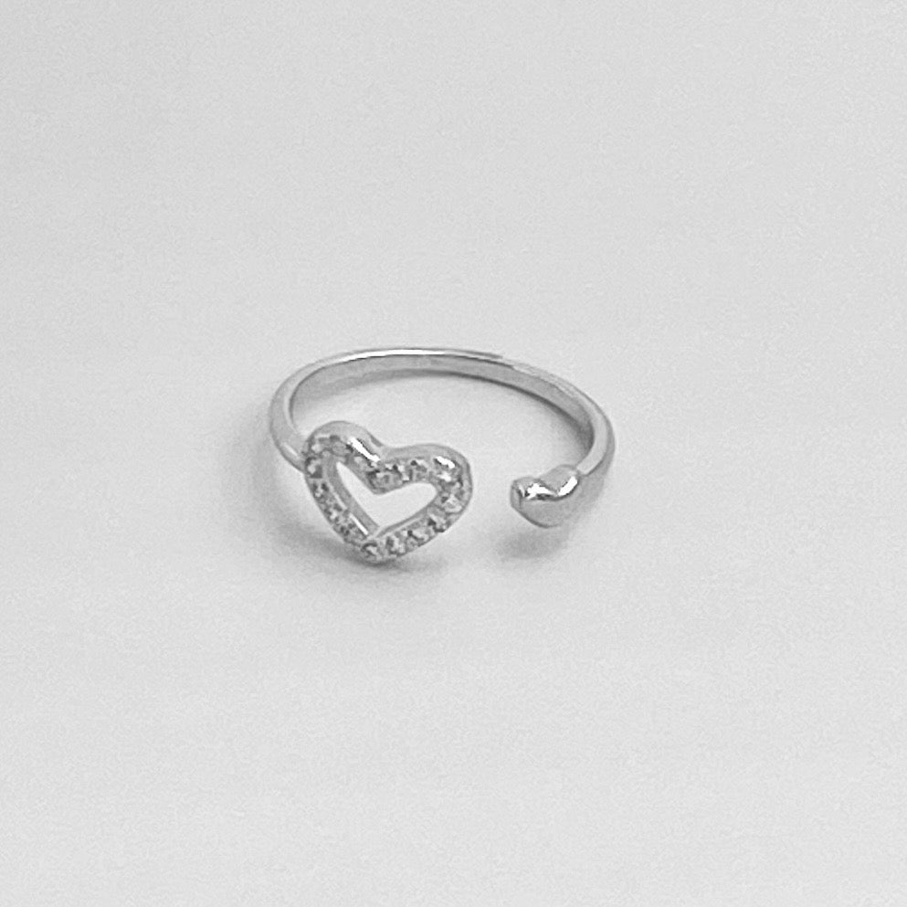 Sterling Silver Delicate CZ Heart Toe Ring, Midi Ring, Silver Rings, Love Hearts