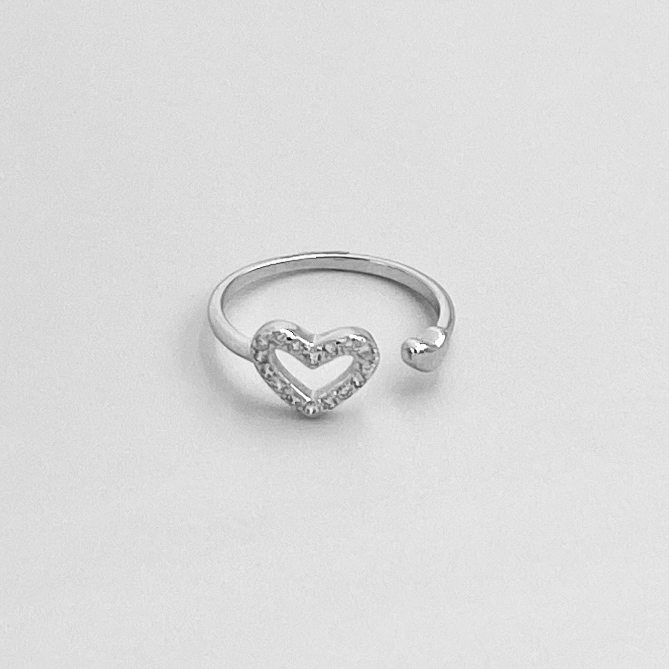 Sterling Silver Delicate CZ Heart Toe Ring, Midi Ring, Silver Rings, Love Hearts