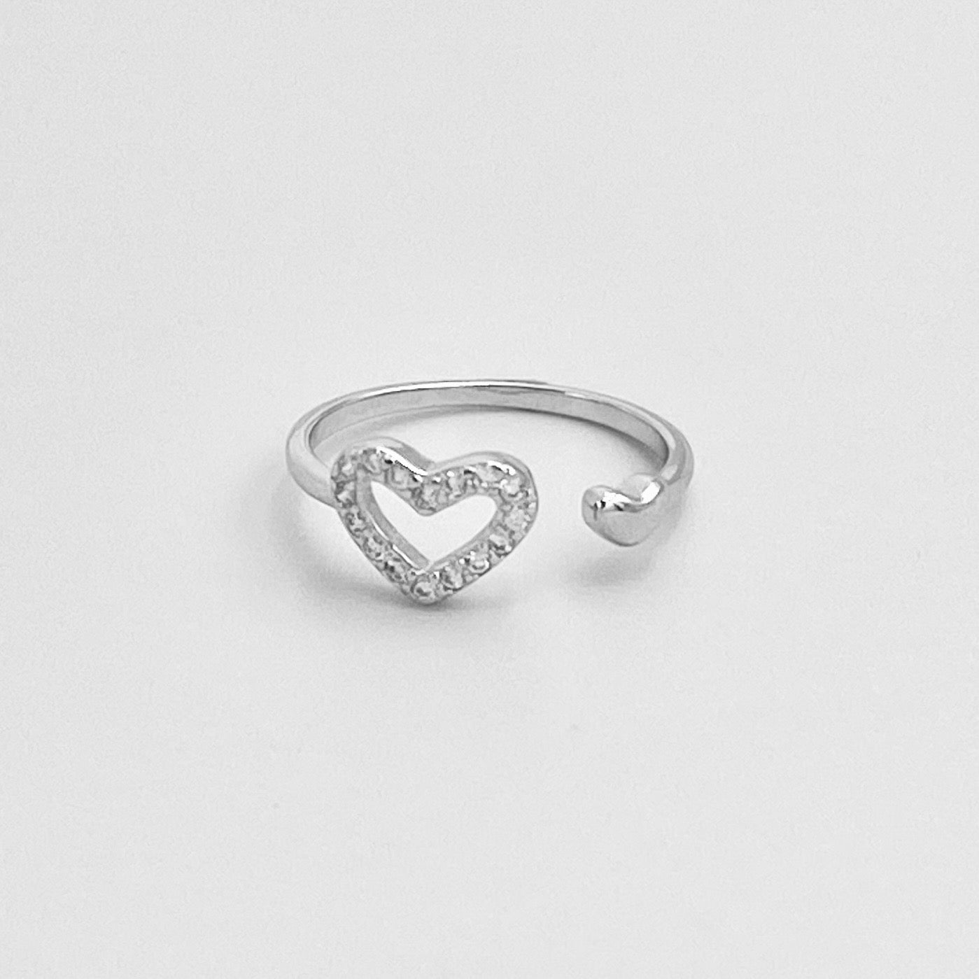 Sterling Silver Delicate CZ Heart Toe Ring, Midi Ring, Silver Rings, Love Hearts