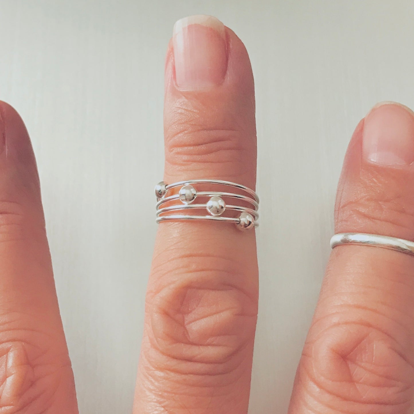 925 Sterling Silver Wire Band Toe Ring with Sliding Balls | Dainty Bead Rings