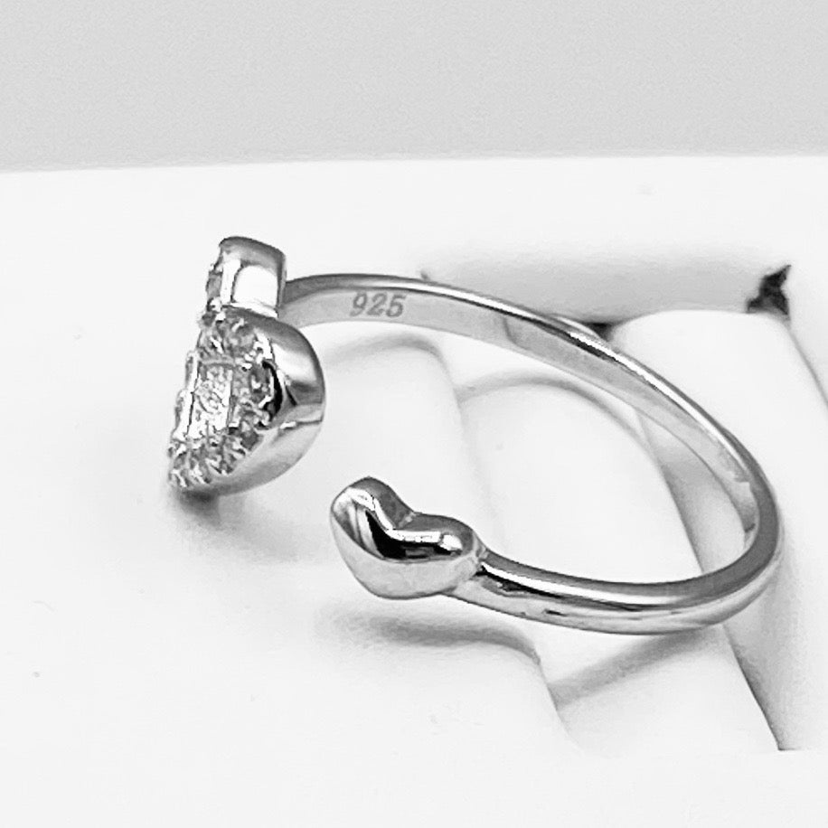 Sterling Silver Delicate CZ Heart Toe Ring, Midi Ring, Silver Rings, Love Hearts