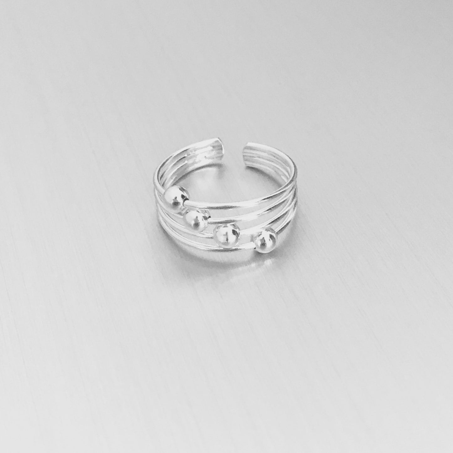 925 Sterling Silver Wire Band Toe Ring with Sliding Balls | Dainty Bead Rings