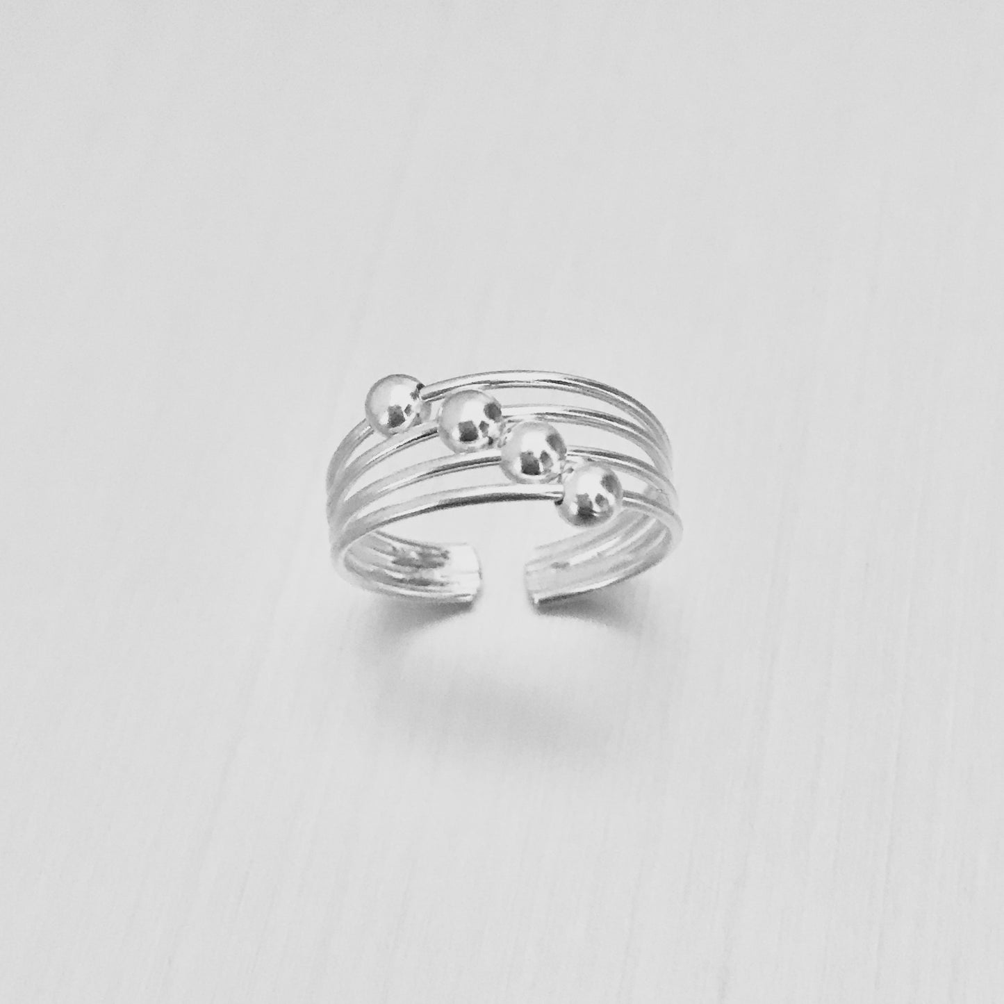 925 Sterling Silver Wire Band Toe Ring with Sliding Balls | Dainty Bead Rings
