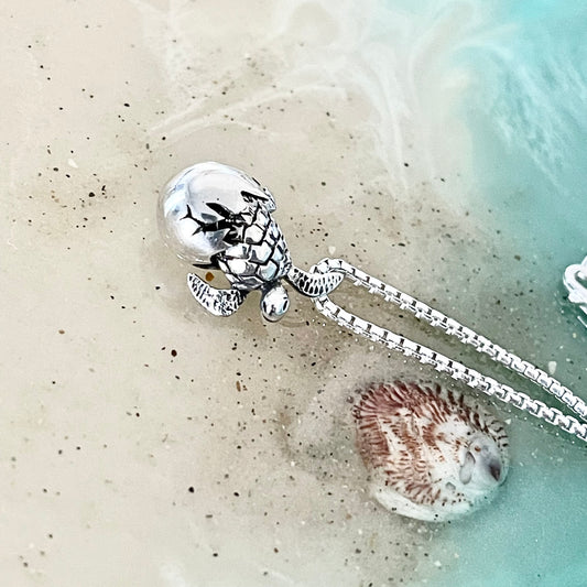 925 Sterling Silver Turtle Hatchling Necklace – Moving Head & Legs