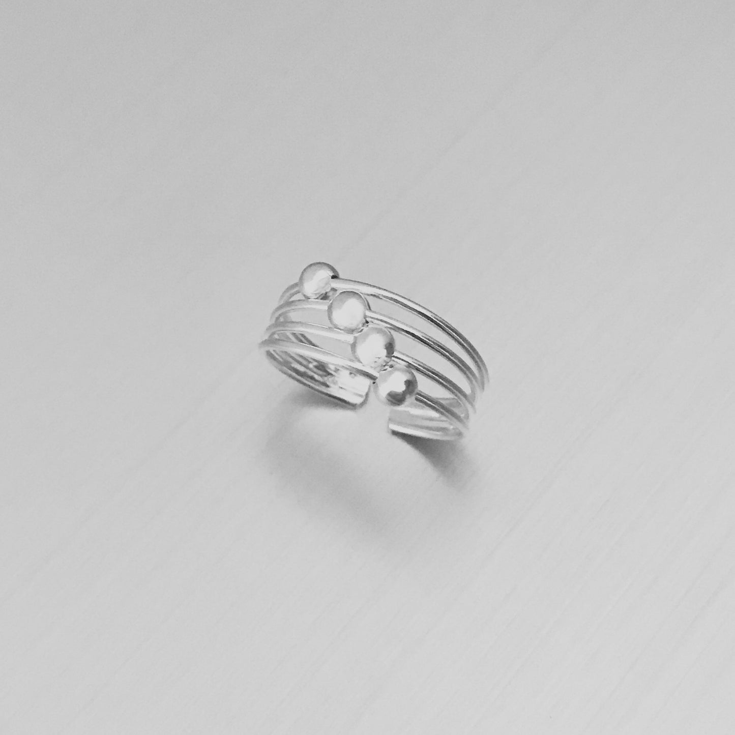 925 Sterling Silver Wire Band Toe Ring with Sliding Balls | Dainty Bead Rings