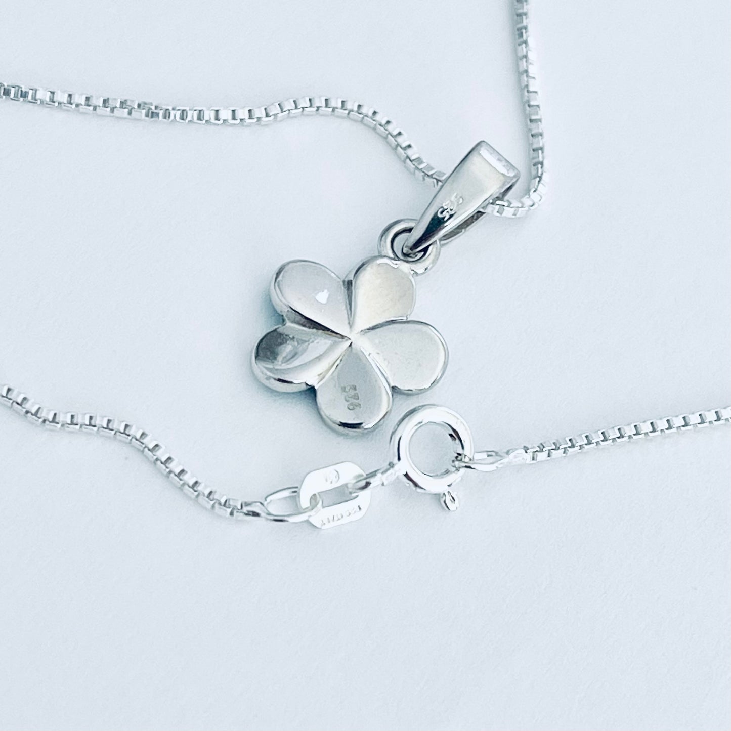 Sterling Silver Plumeria Blue Lab Opal Necklace, Hawaii Flower Chain, October Birthstone