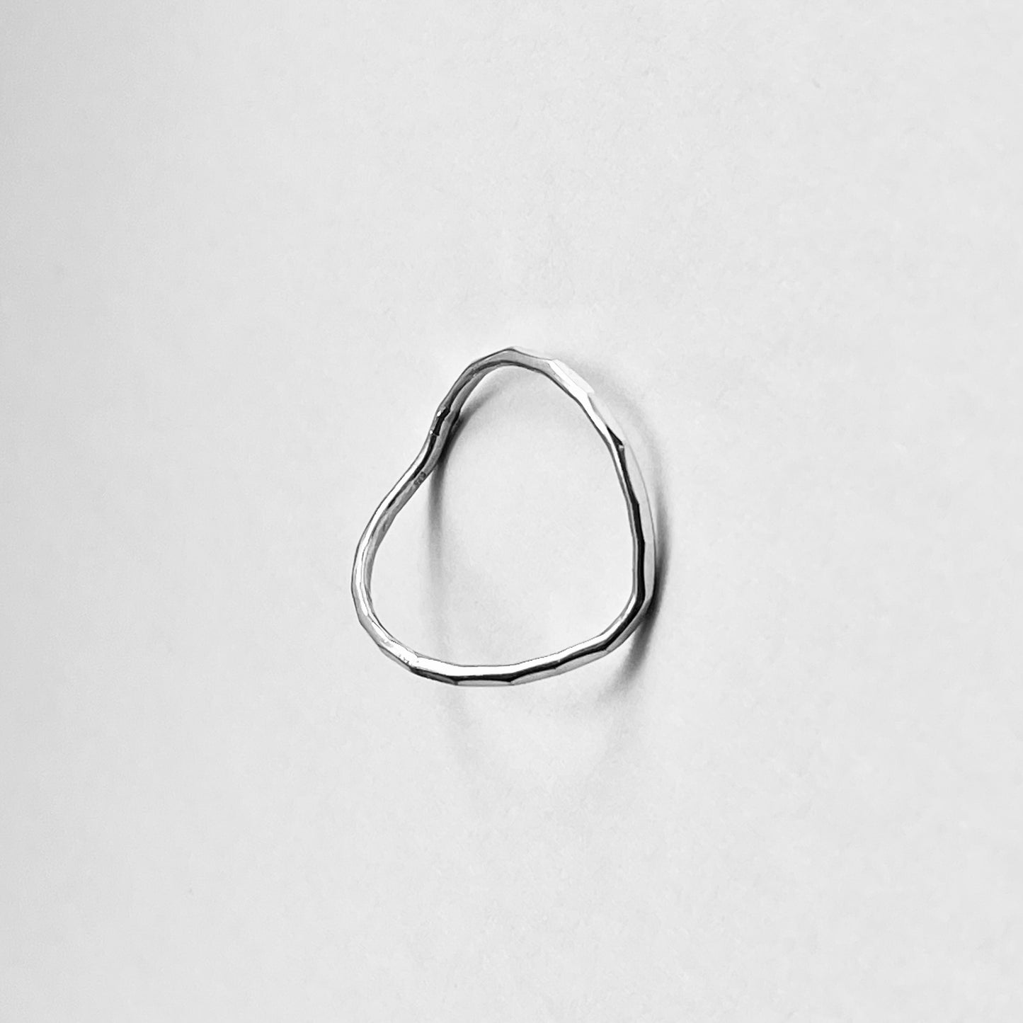 Minimalist Curve Hammered Band Sterling Silver, V Shape Silver Ring