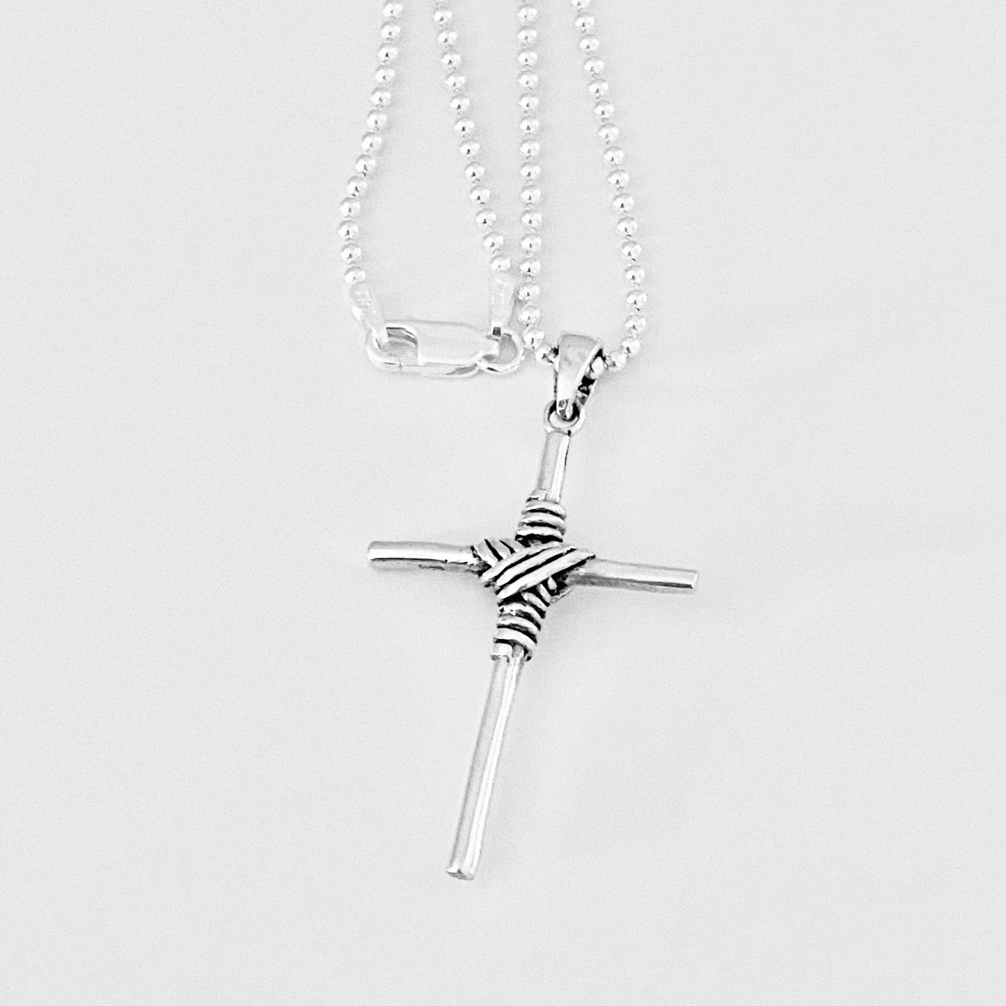Unisex Sterling Silver Wire Wrapped Cross Necklace | Statement Christian Jewelry