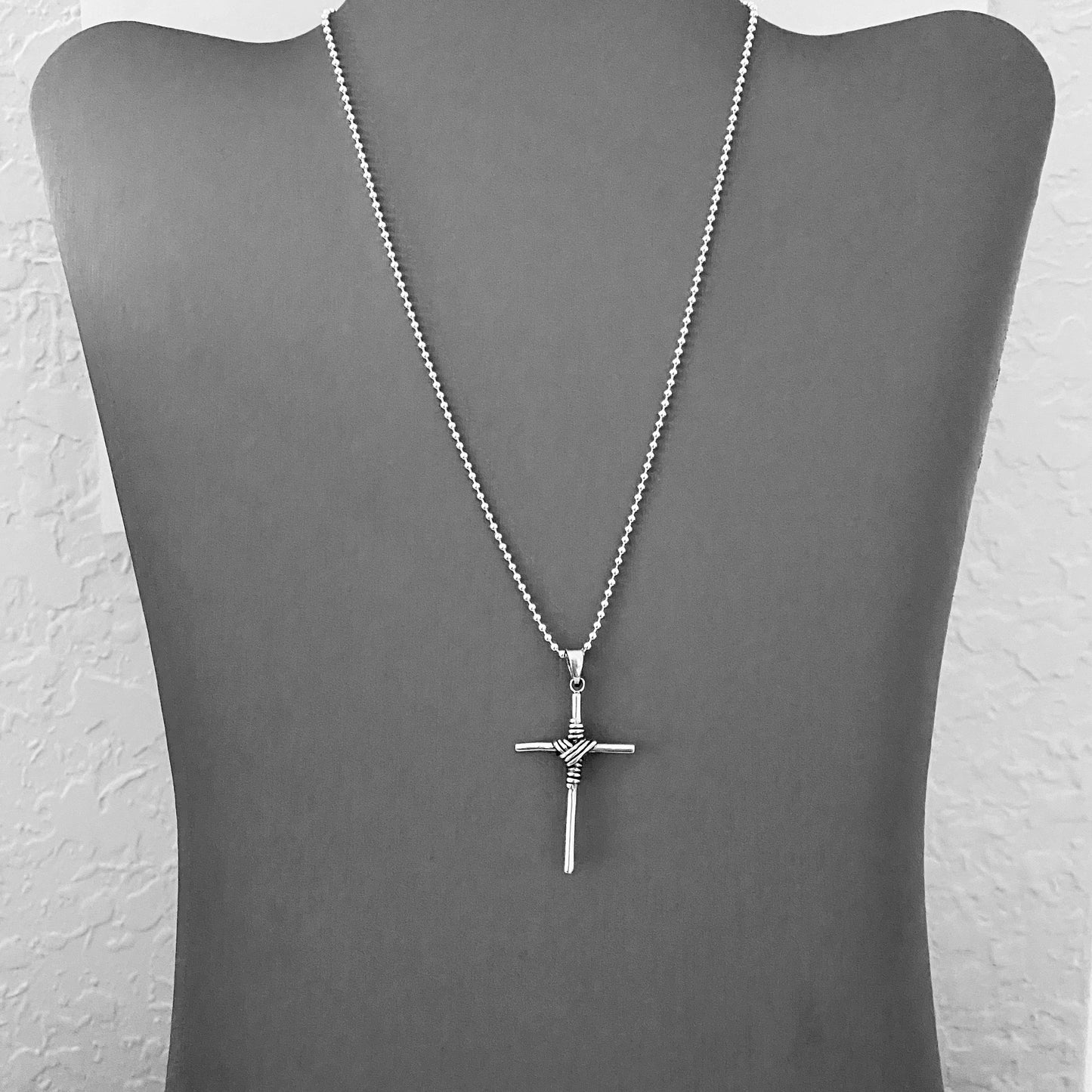Unisex Sterling Silver Wire Wrapped Cross Necklace | Statement Christian Jewelry