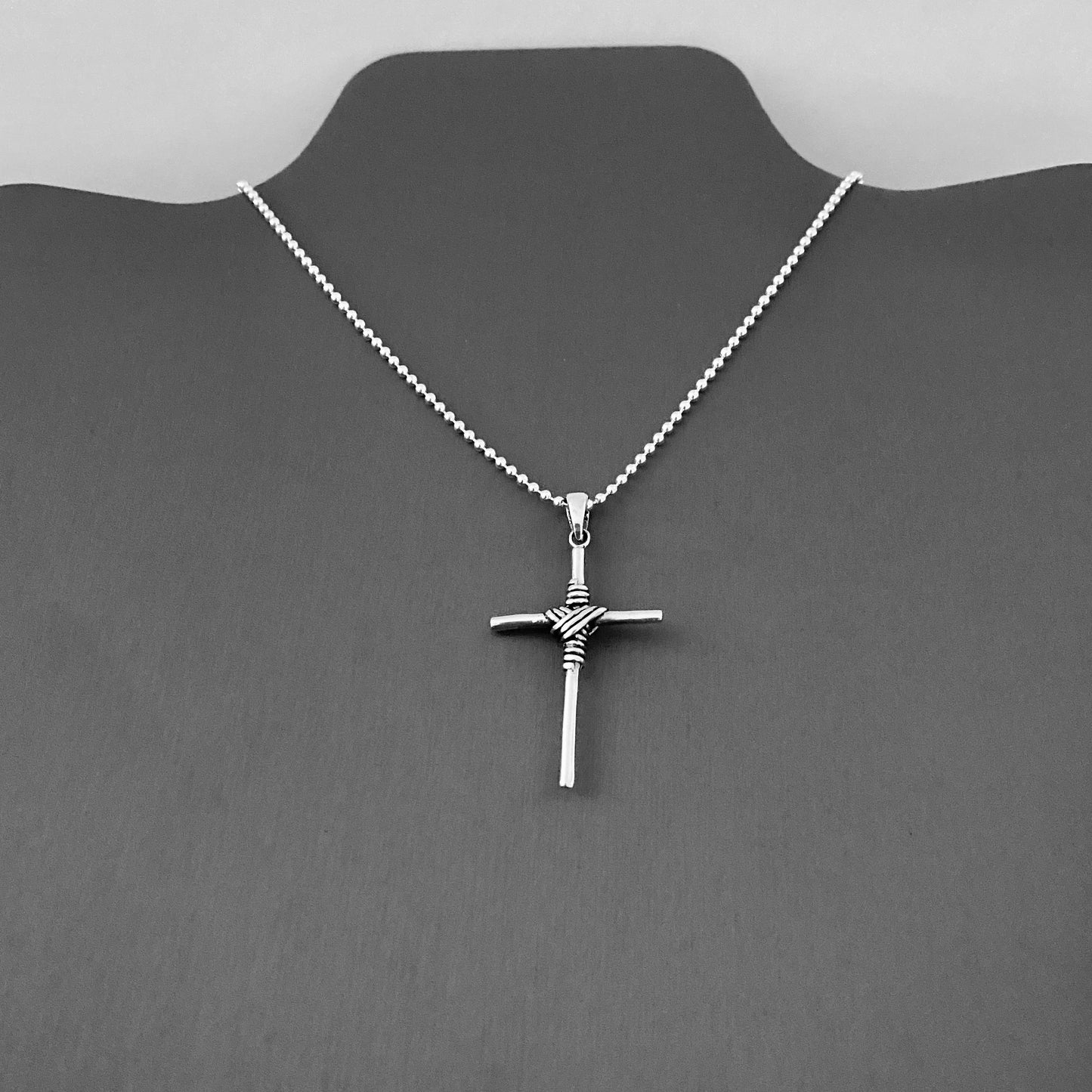 Unisex Sterling Silver Wire Wrapped Cross Necklace | Statement Christian Jewelry