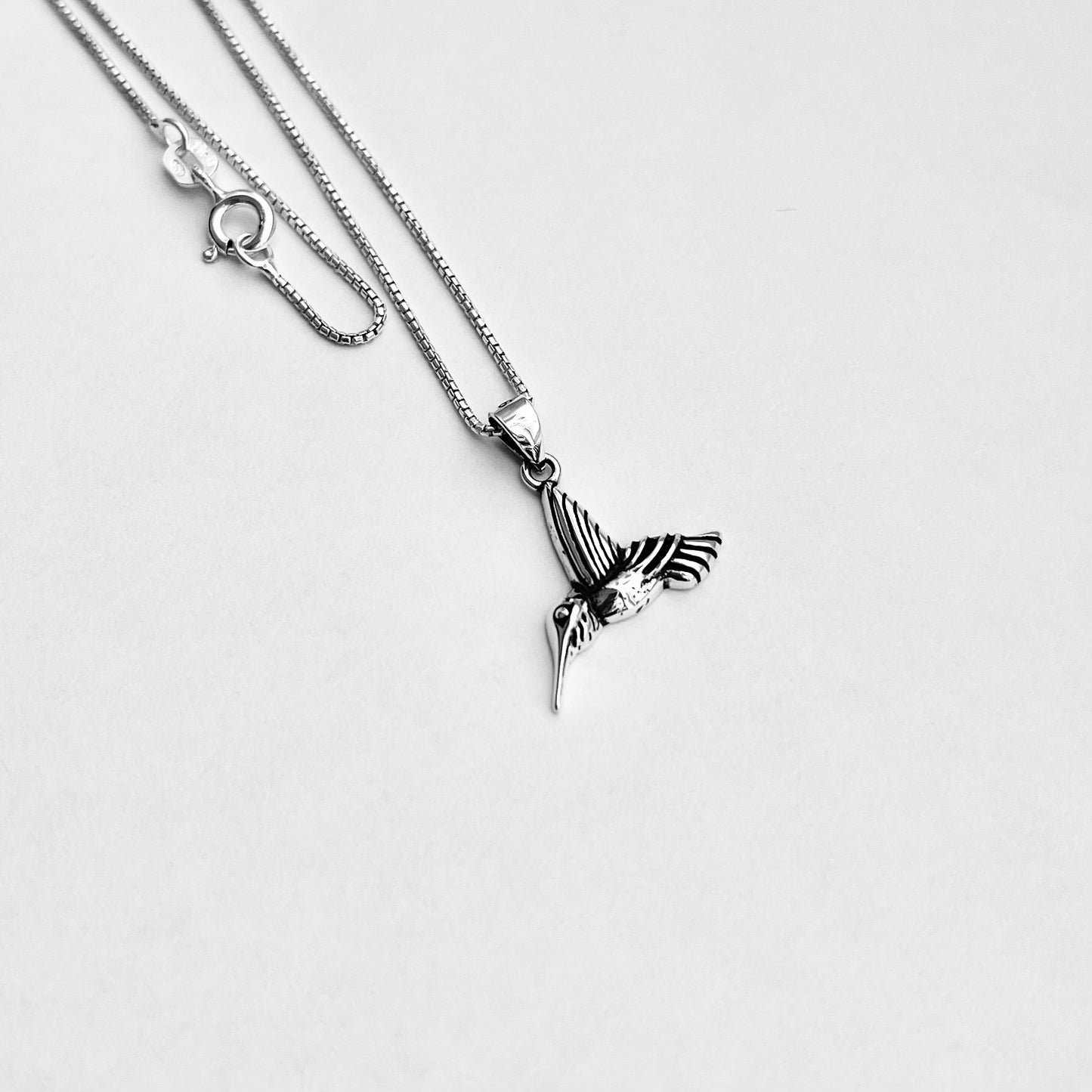 Sterling Silver Little Hummingbird Necklace, Silver Necklaces, Spirit Bird Chain