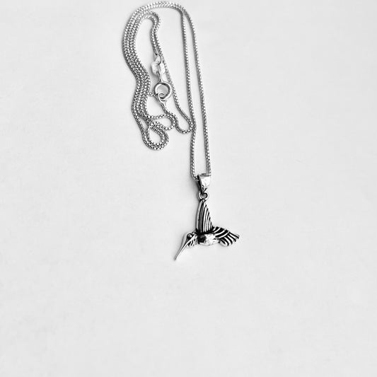 Sterling Silver Little Hummingbird Necklace, Silver Necklaces, Spirit Bird Chain