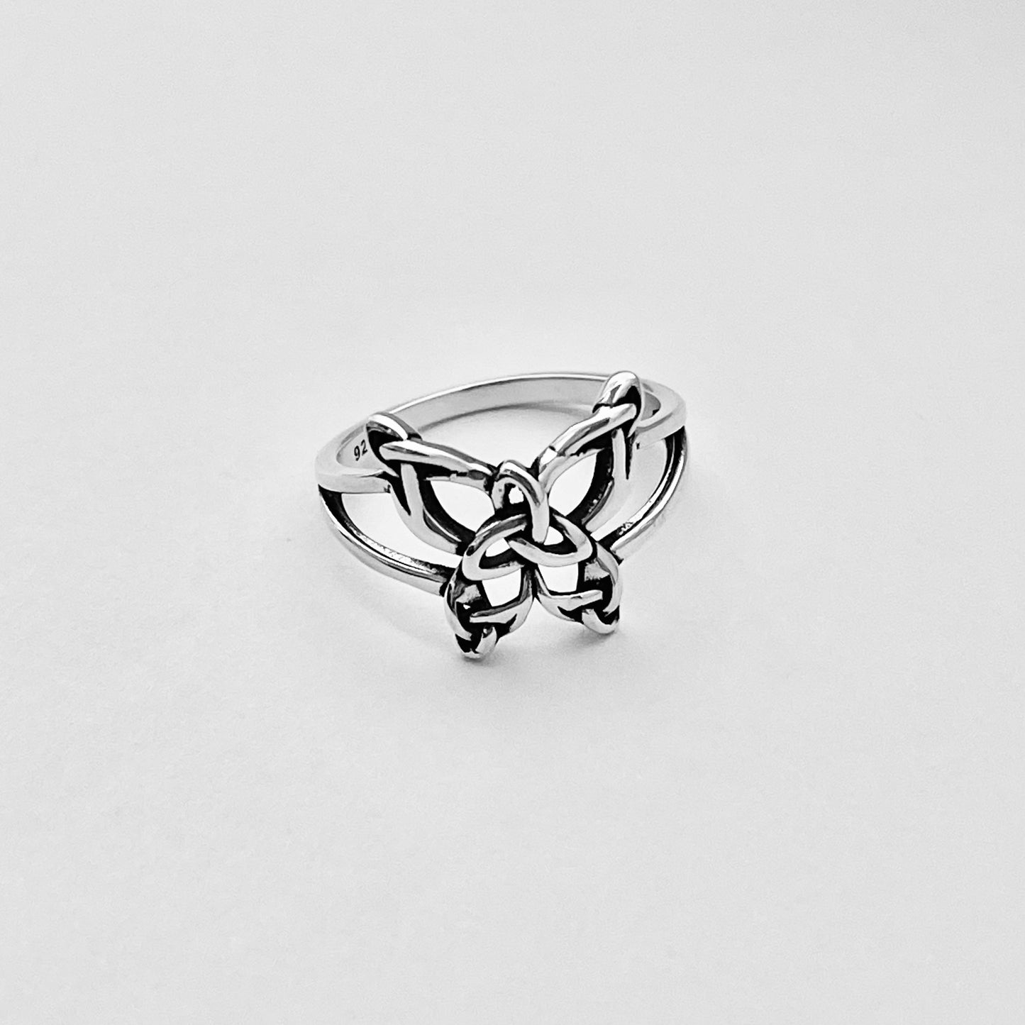 Sterling Silver Triquetra Butterfly Ring, Bug Silver Rings, Celtic Ring, Spirit Ring