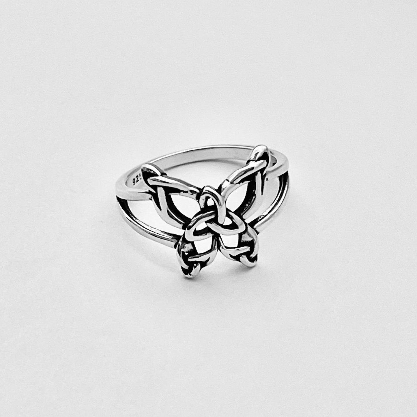 Sterling Silver Triquetra Butterfly Ring, Bug Silver Rings, Celtic Ring, Spirit Ring