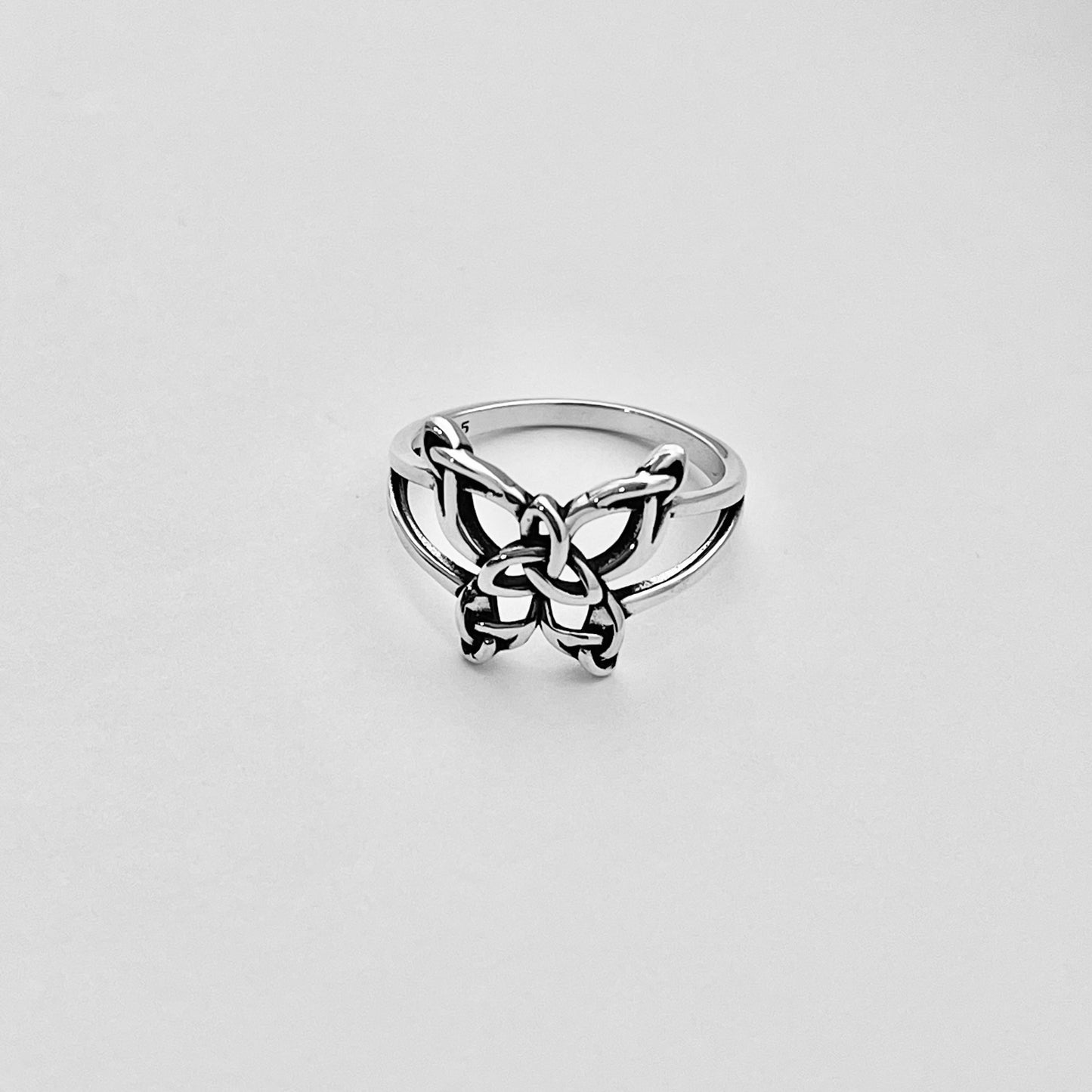 Sterling Silver Triquetra Butterfly Ring, Bug Silver Rings, Celtic Ring, Spirit Ring