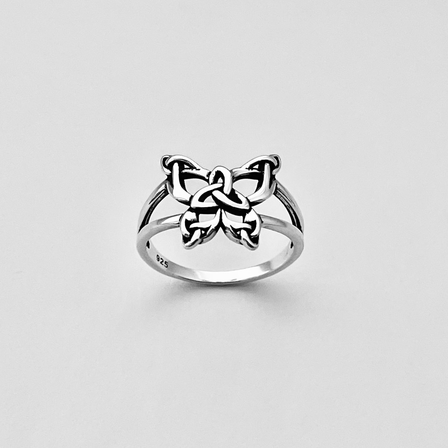 Sterling Silver Triquetra Butterfly Ring, Bug Silver Rings, Celtic Ring, Spirit Ring