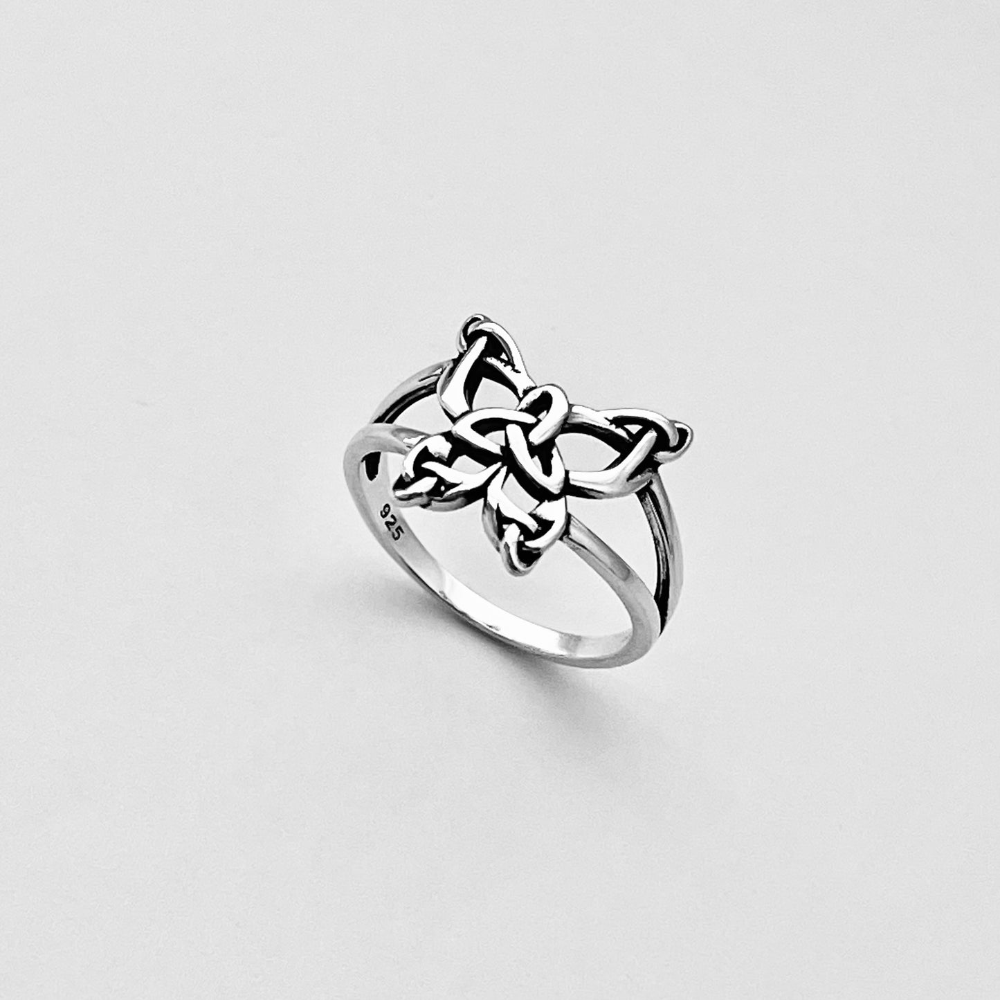 Sterling Silver Triquetra Butterfly Ring, Bug Silver Rings, Celtic Ring, Spirit Ring