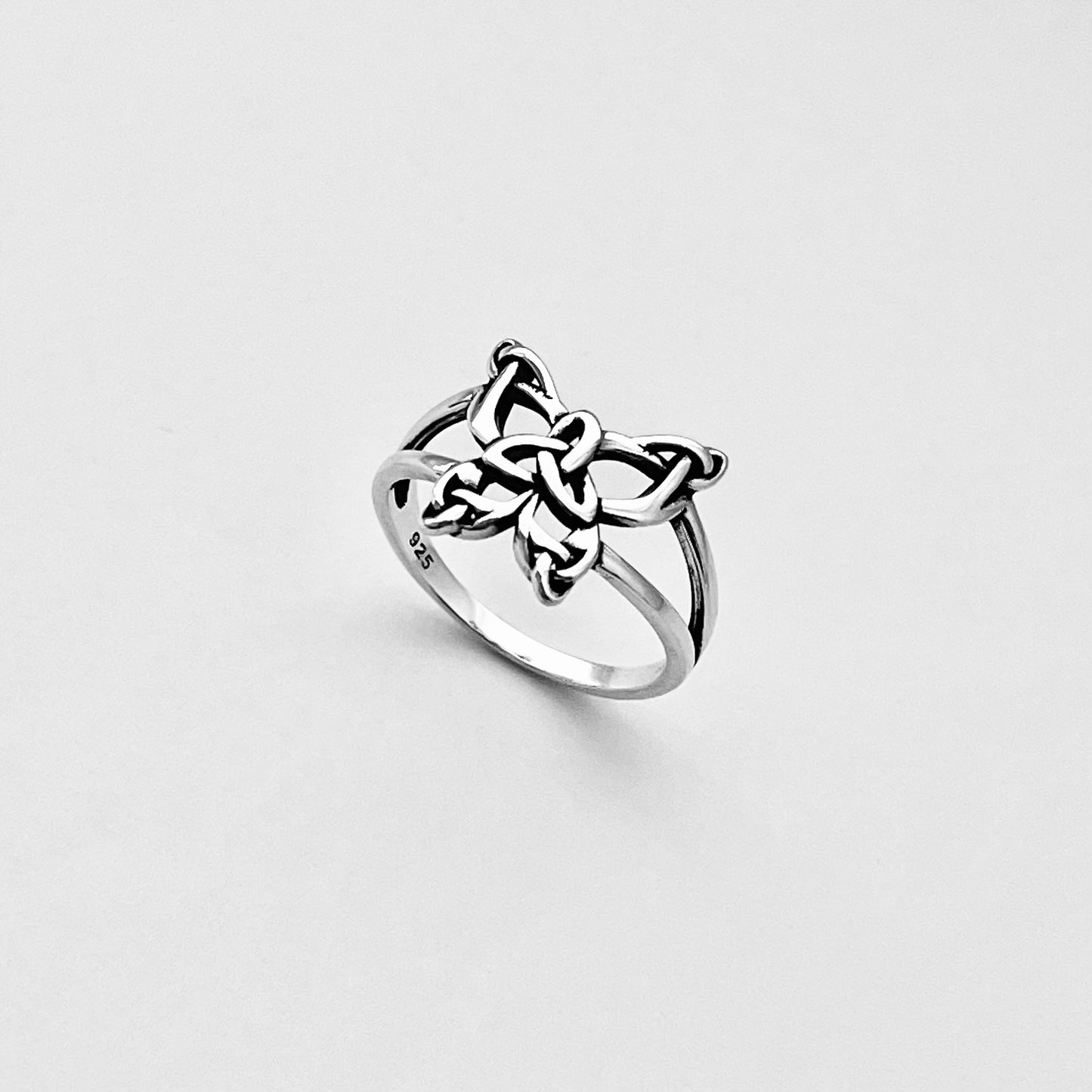 Sterling Silver Statement Triquetra Butterfly Ring – Celtic Trinity Knot Spirit Bug Silver Rings
