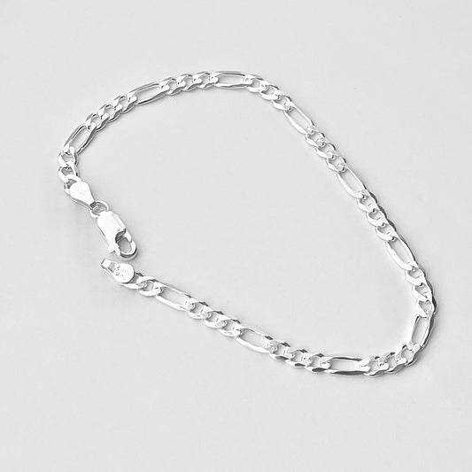 925 Sterling Silver Unisex Italian Figaro Bracelets | 4mm Link Chain Bracelet Anklets