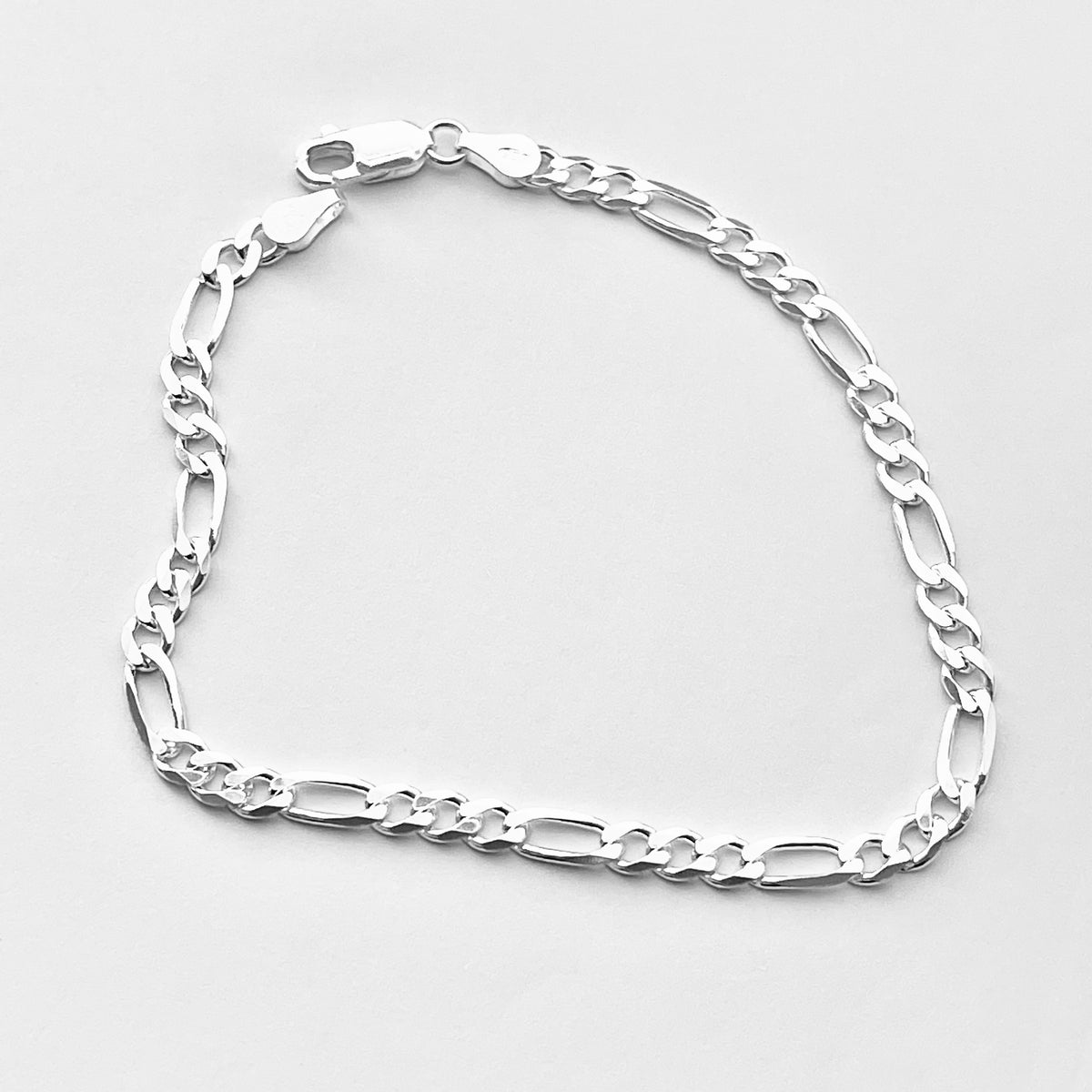 925 Sterling Silver Unisex Italian Figaro Bracelets | 4mm Link Chain Bracelet Anklets