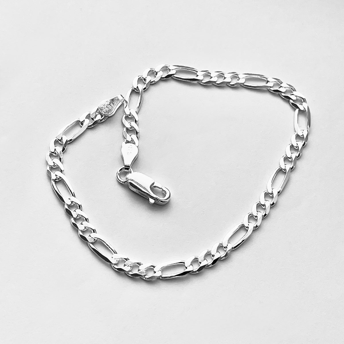 925 Sterling Silver Unisex Italian Figaro Bracelets | 4mm Link Chain Bracelet Anklets
