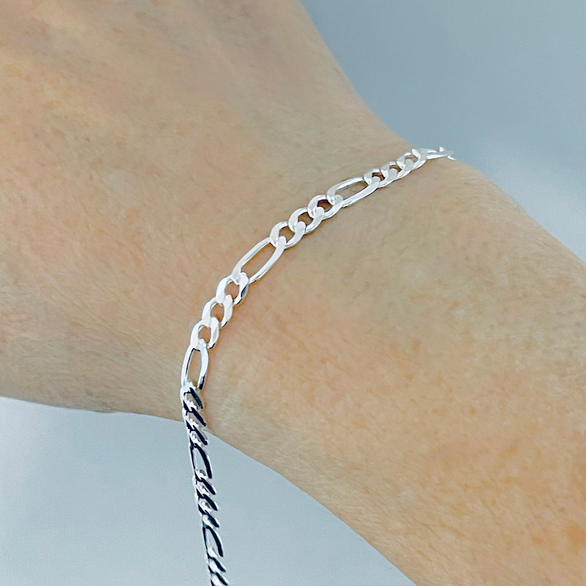 925 Sterling Silver Unisex Italian Figaro Bracelets | 4mm Link Chain Bracelet Anklets